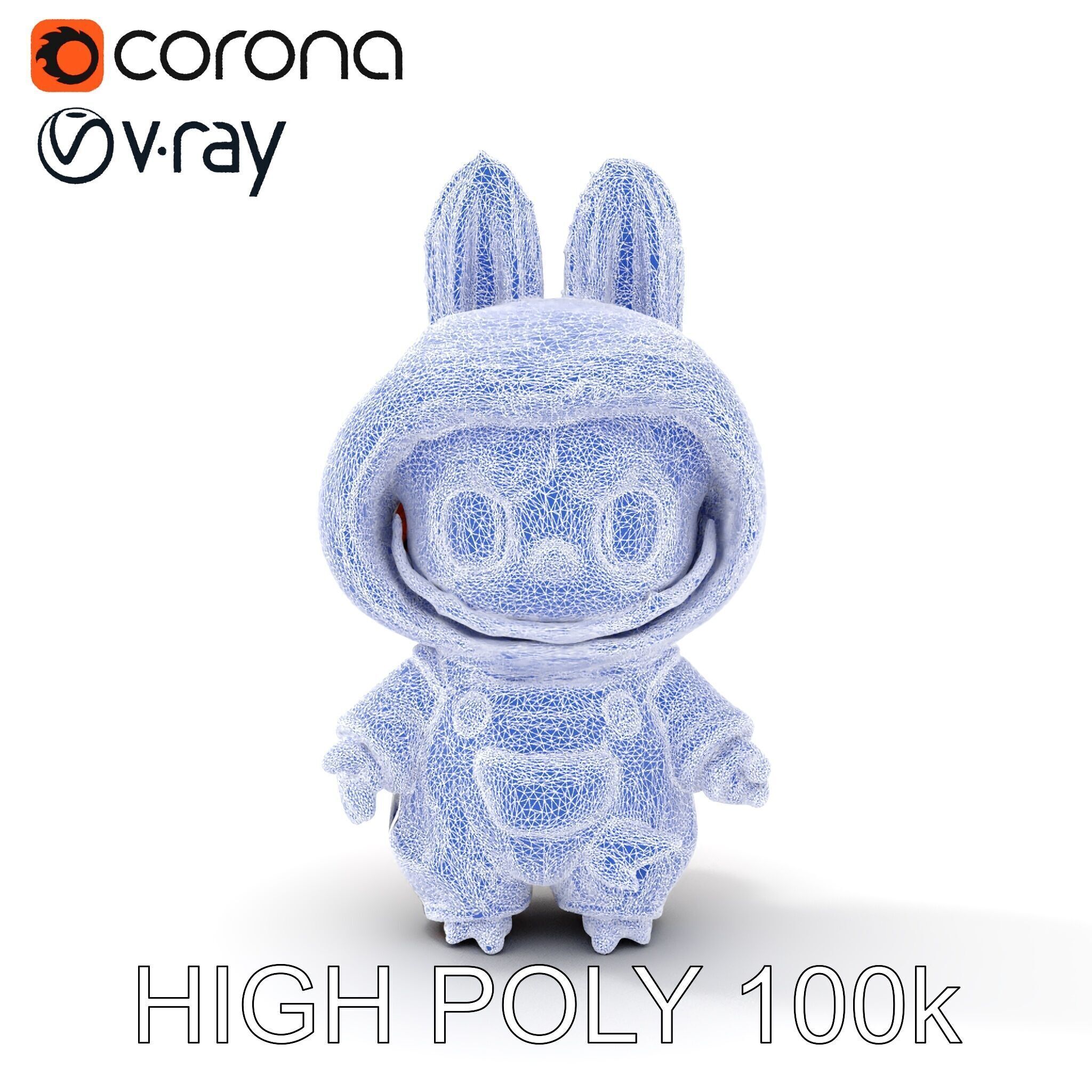 Labubu Monster Keychain Low-poly 3D model Low-poly 3D model_32