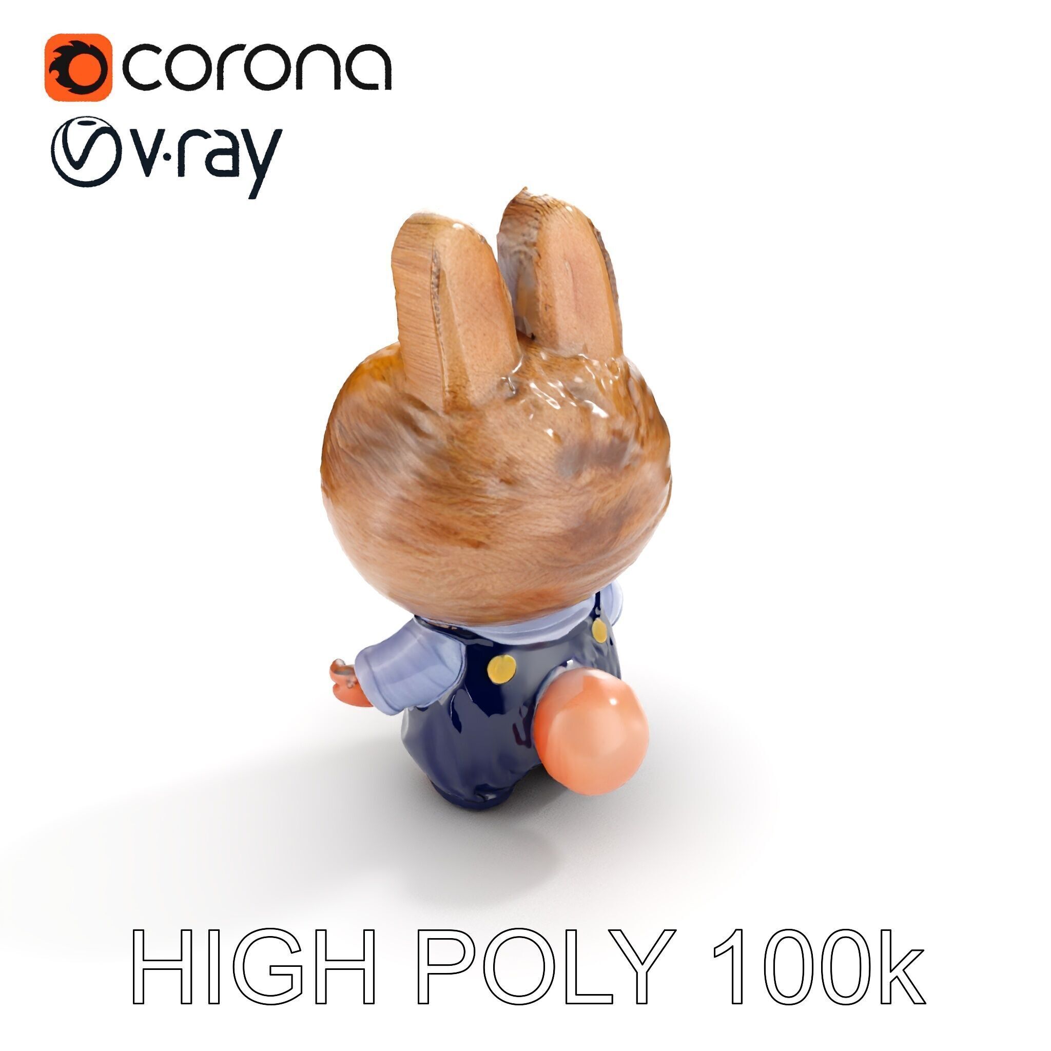 Labubu Monster Keychain Low-poly 3D model Low-poly 3D model_14