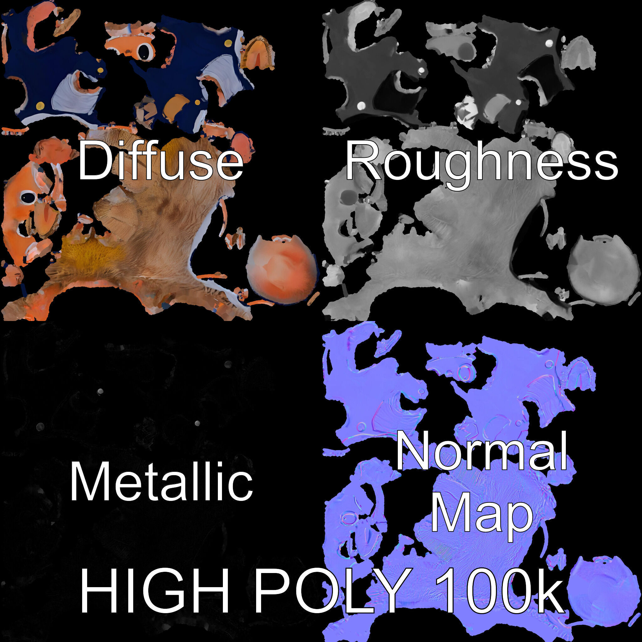 Labubu Monster Keychain Low-poly 3D model Low-poly 3D model_3