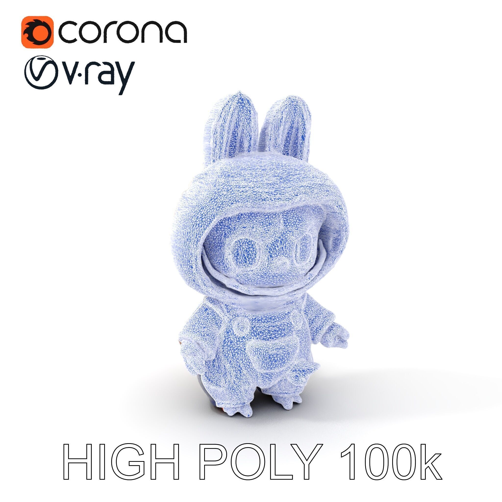 Labubu Monster Keychain Low-poly 3D model Low-poly 3D model_4