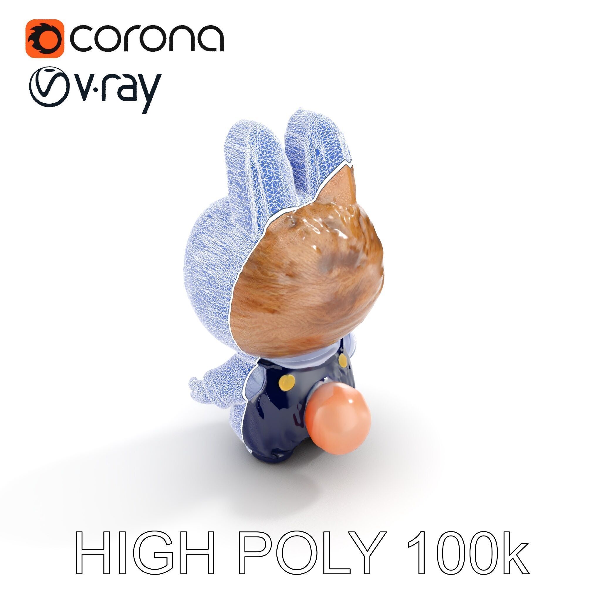 Labubu Monster Keychain Low-poly 3D model Low-poly 3D model_22