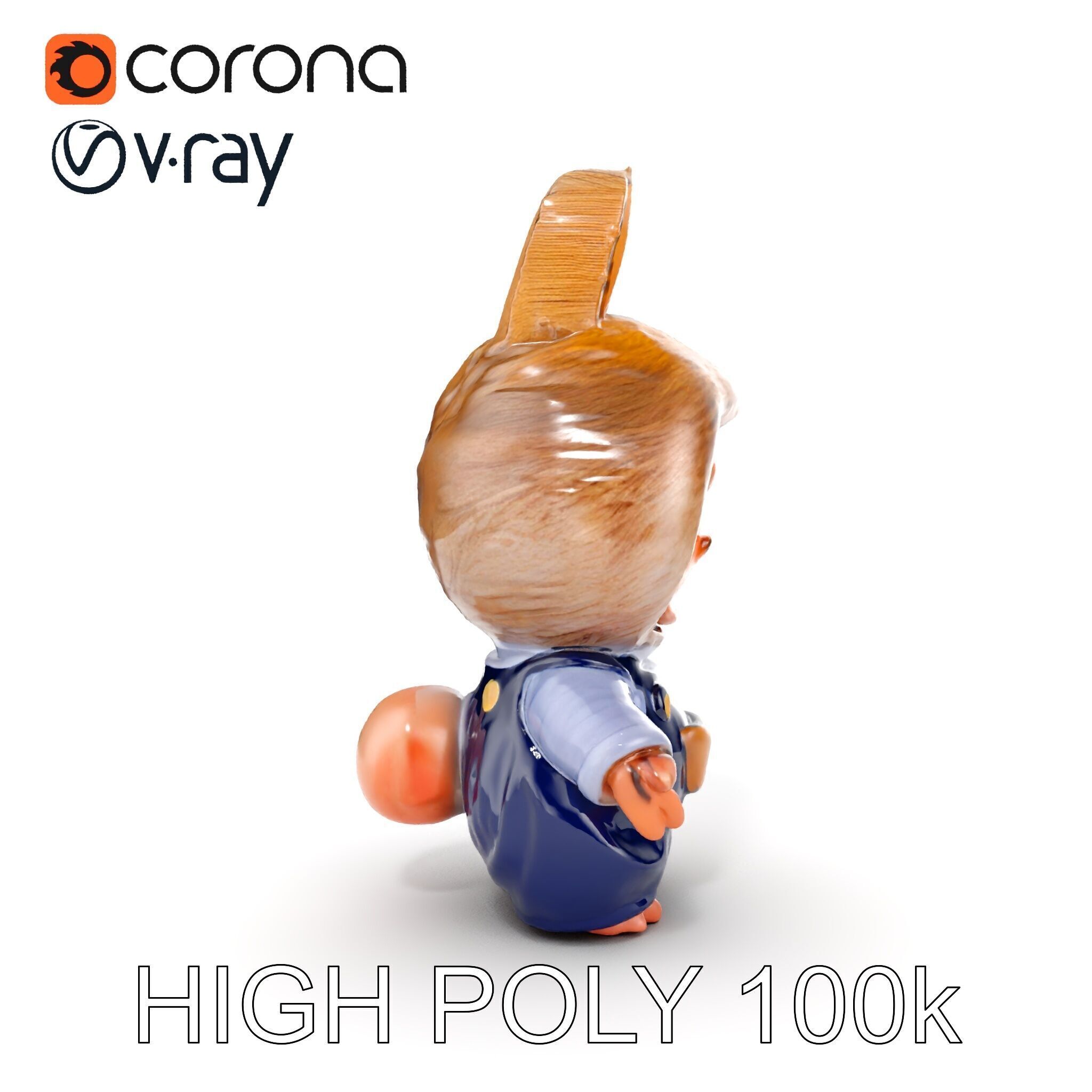 Labubu Monster Keychain Low-poly 3D model Low-poly 3D model_16