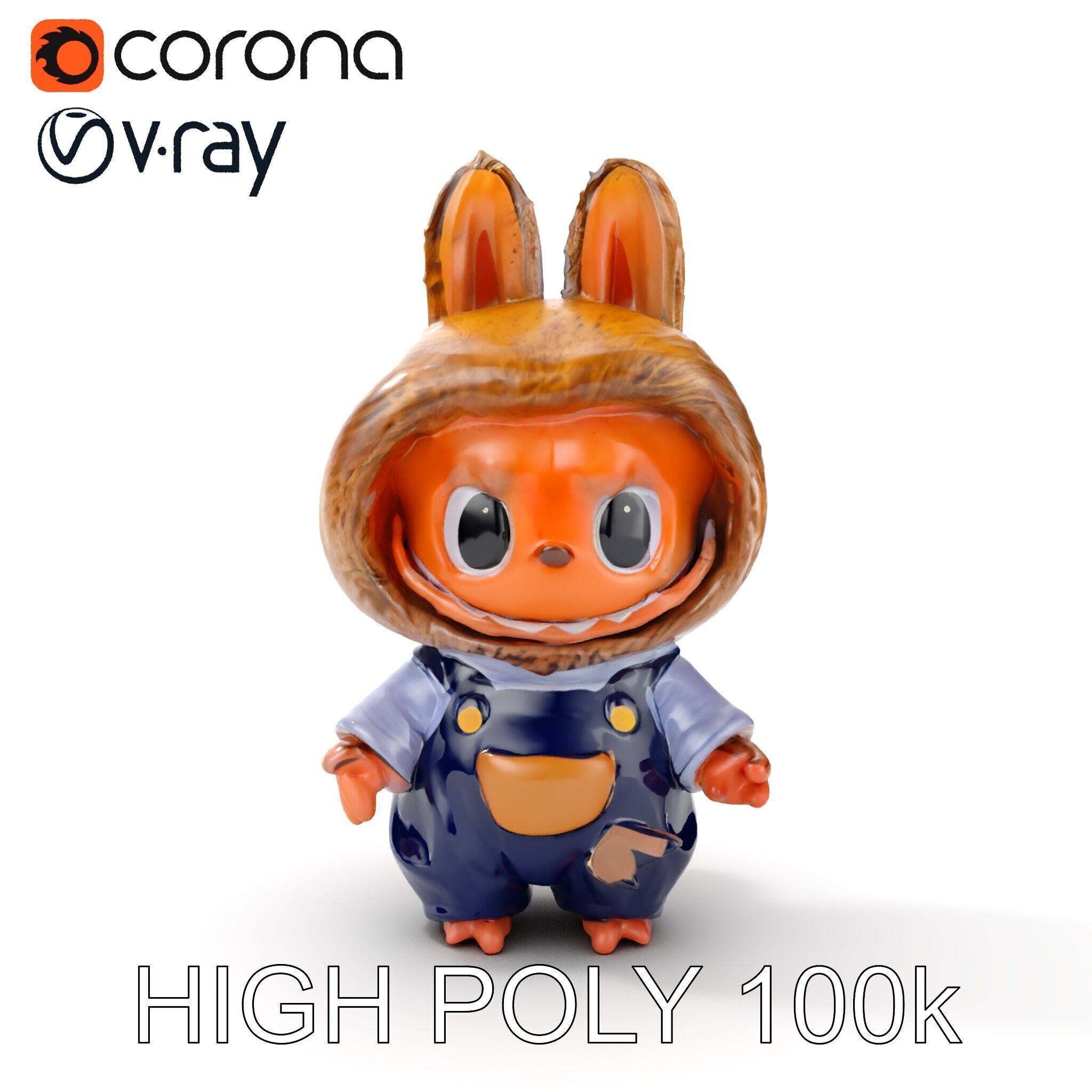 Labubu Monster Keychain Low-poly 3D model Low-poly 3D model_21