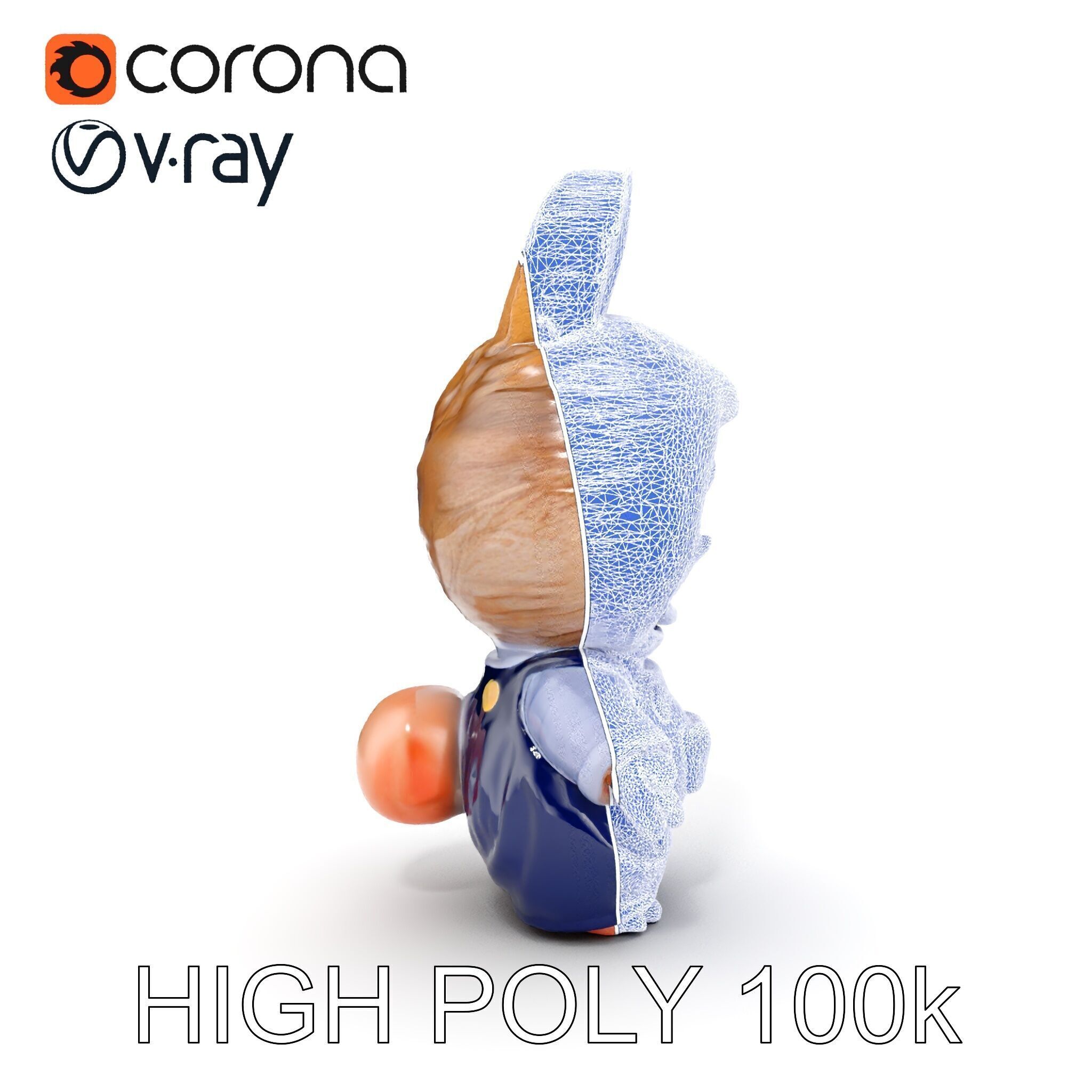 Labubu Monster Keychain Low-poly 3D model Low-poly 3D model_29