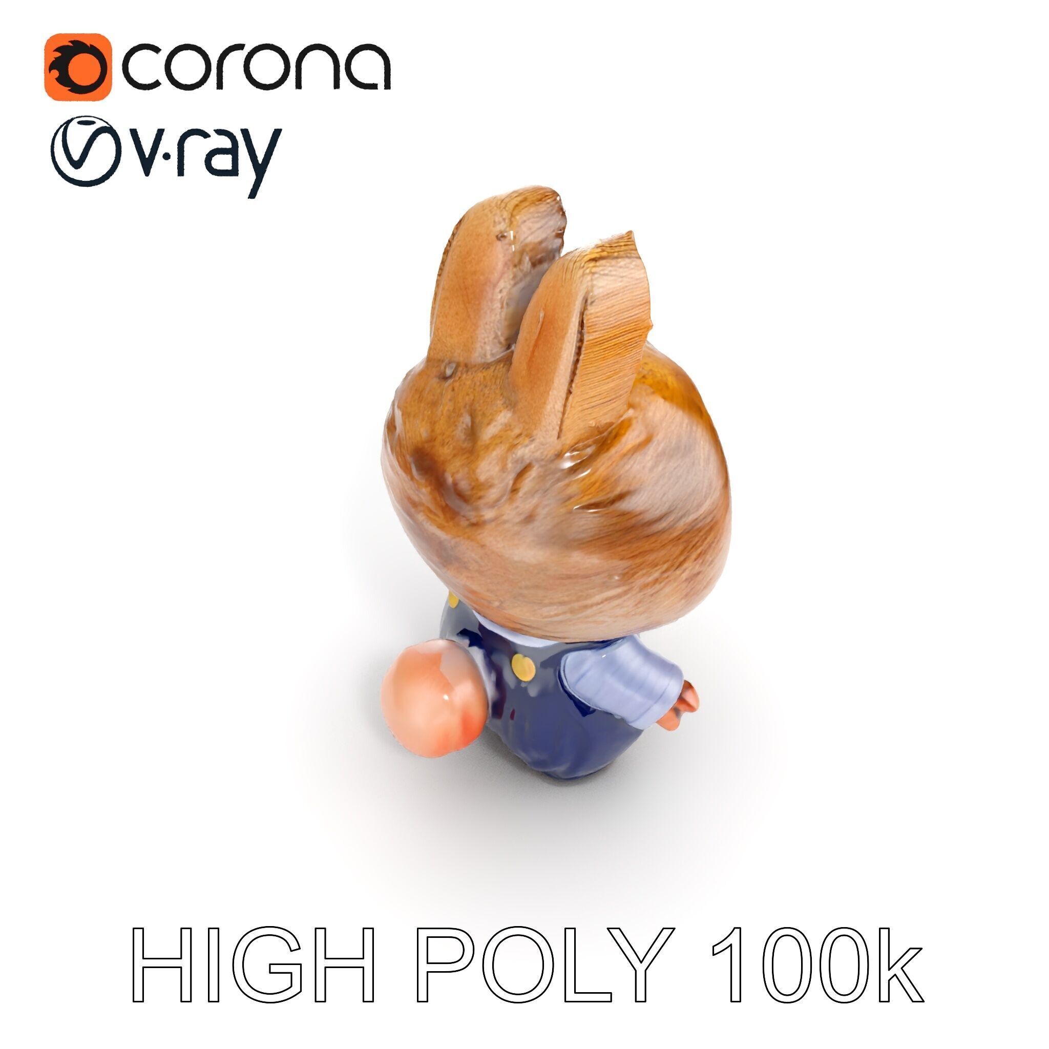 Labubu Monster Keychain Low-poly 3D model Low-poly 3D model_11