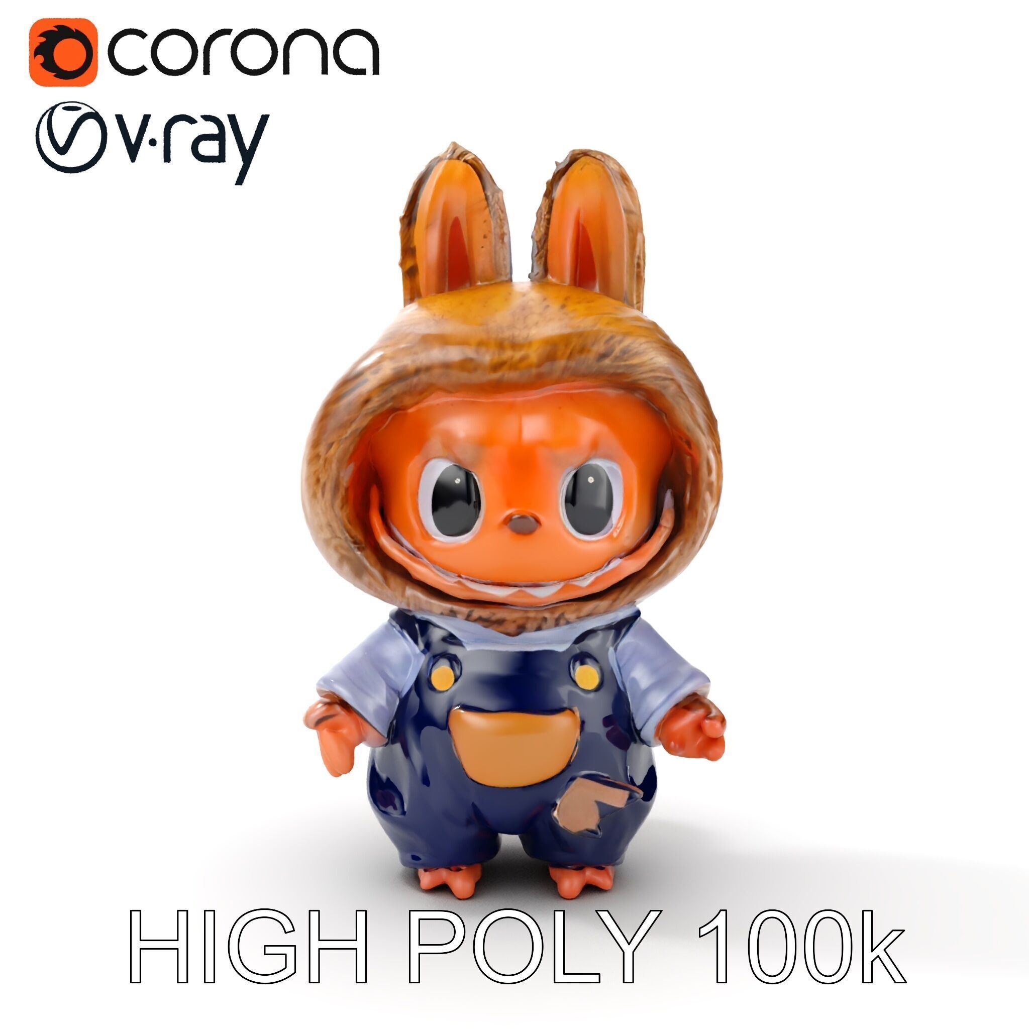 Labubu Monster Keychain Low-poly 3D model Low-poly 3D model_6