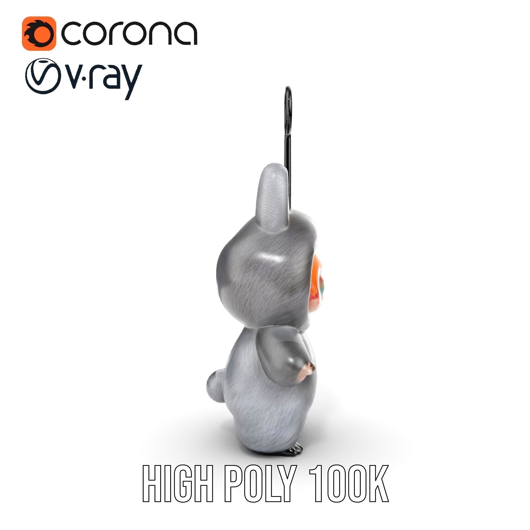 Labubu Monster Keychain Low-poly 3D model Low-poly 3D model_15