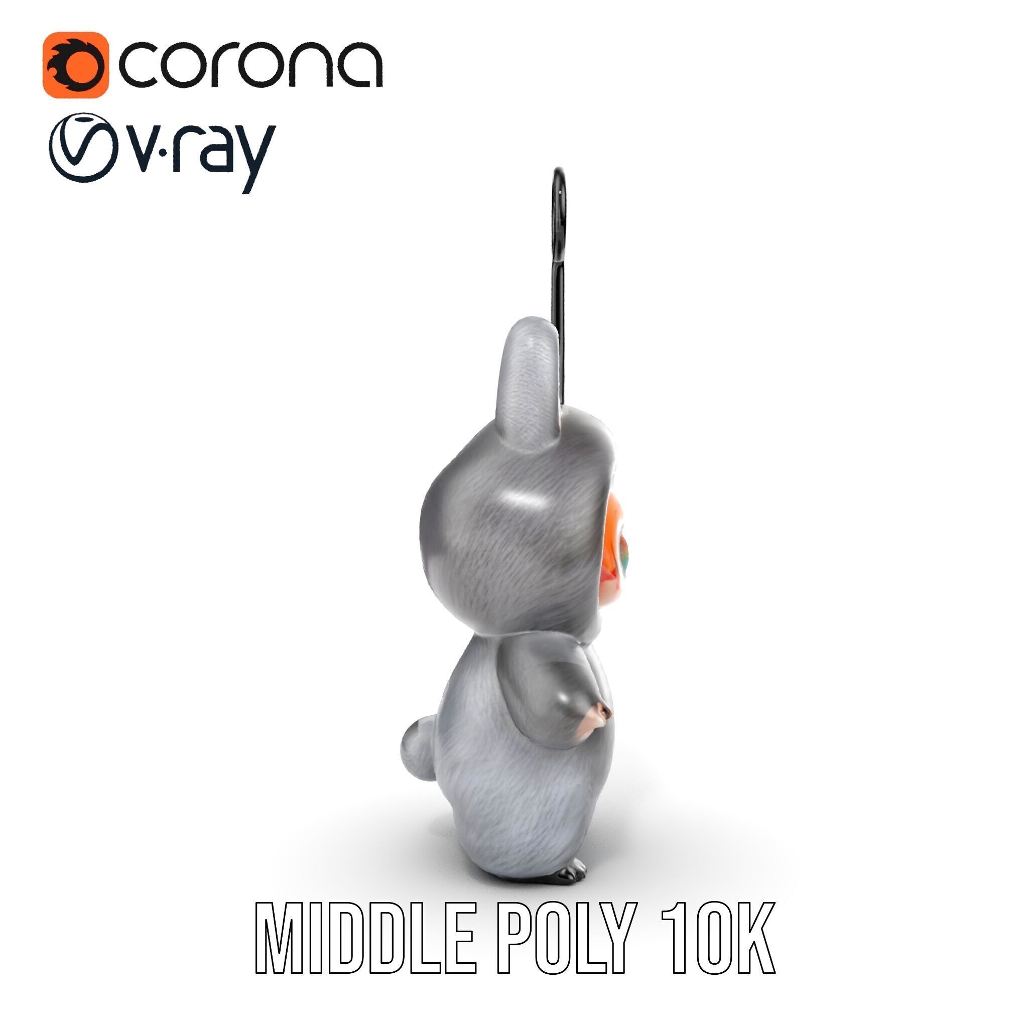 Labubu Monster Keychain Low-poly 3D model Low-poly 3D model_6