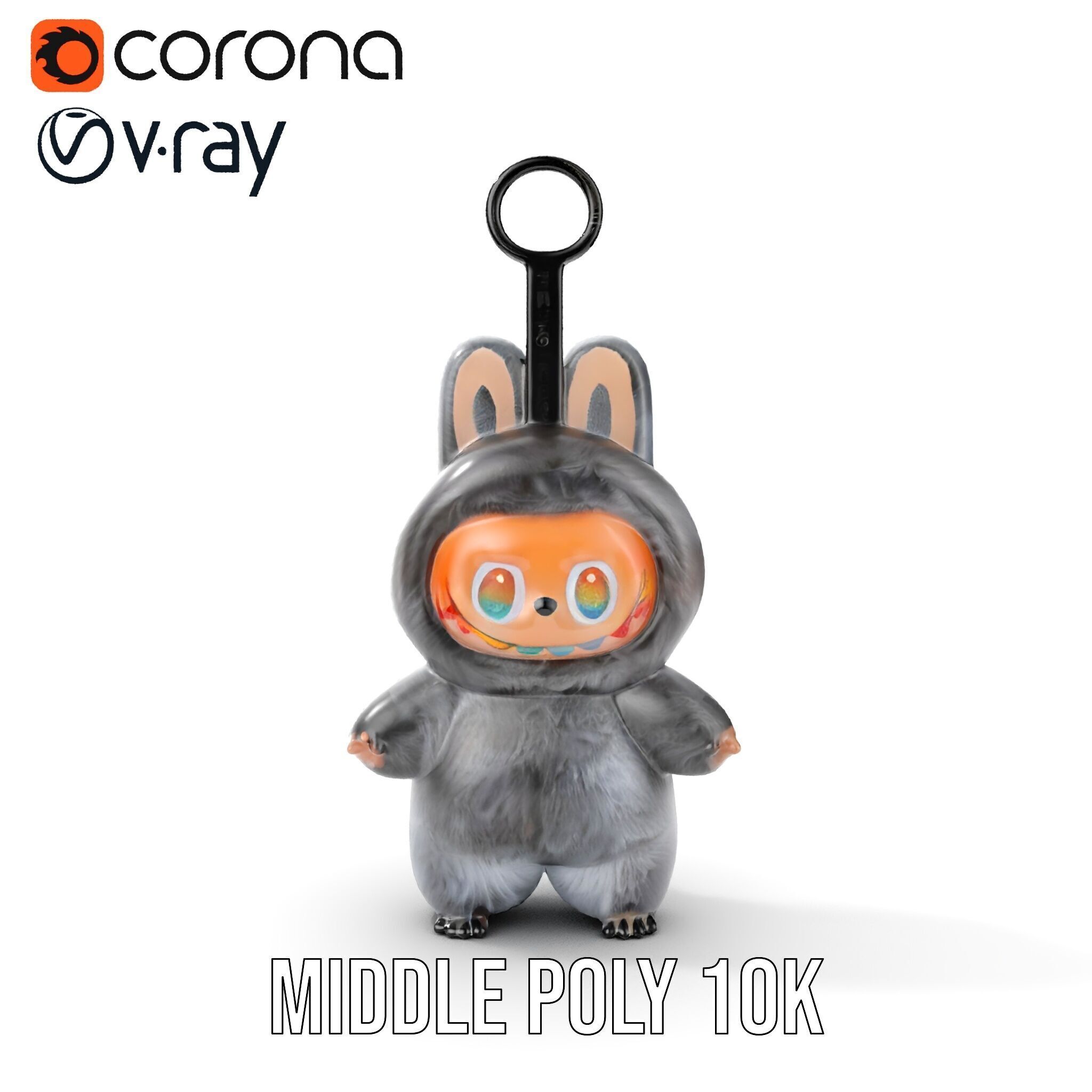 Labubu Monster Keychain Low-poly 3D model Low-poly 3D model_9