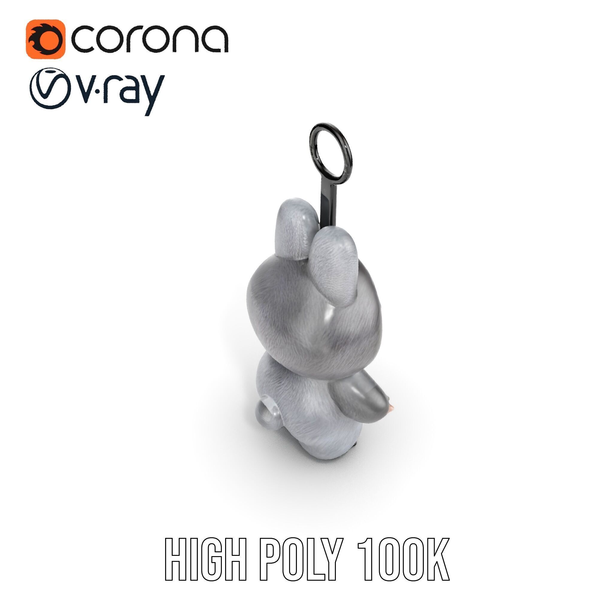 Labubu Monster Keychain Low-poly 3D model Low-poly 3D model_32