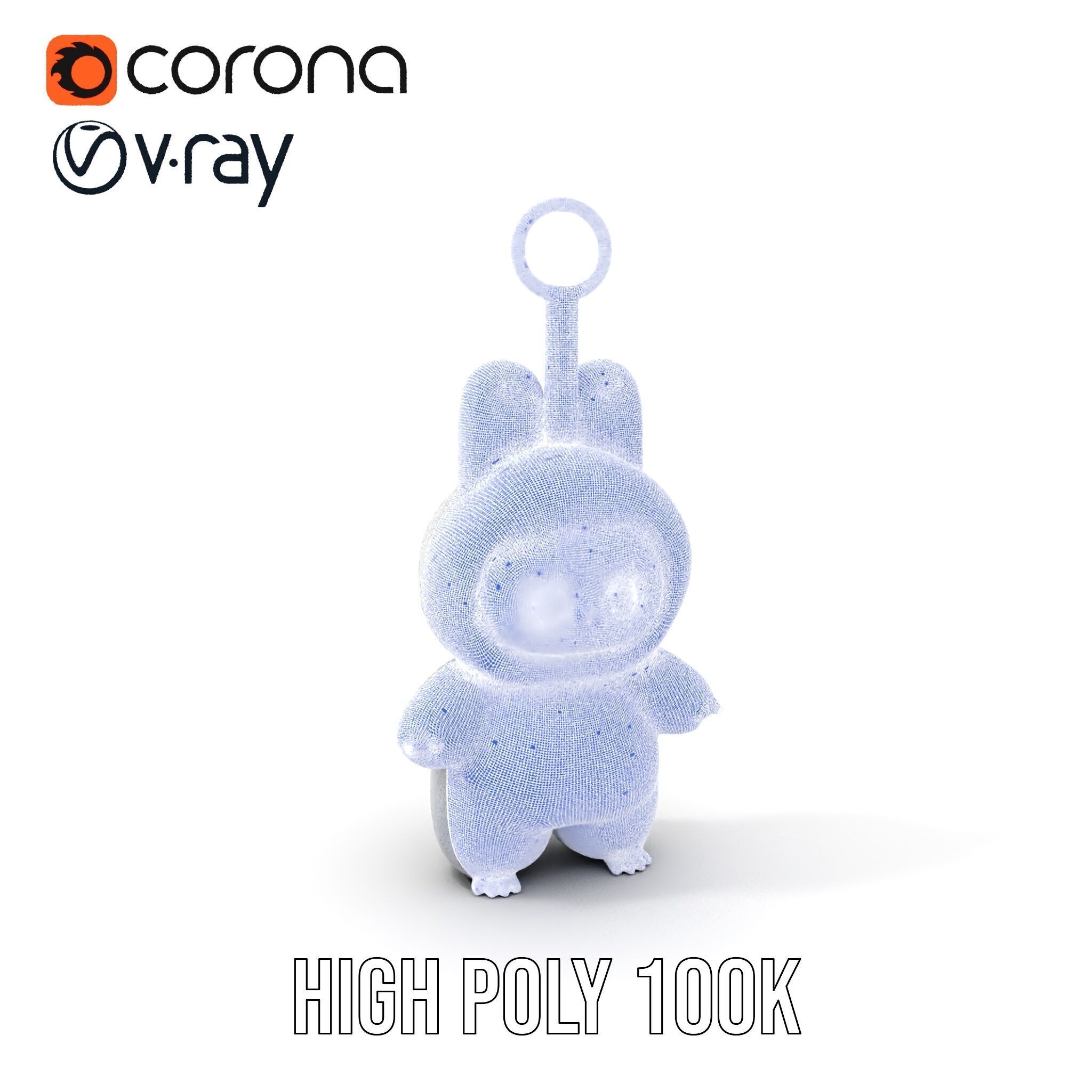 Labubu Monster Keychain Low-poly 3D model Low-poly 3D model_4