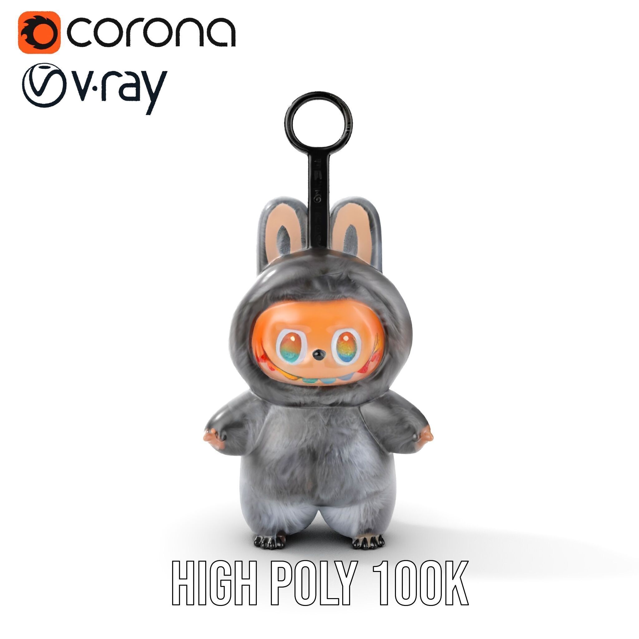Labubu Monster Keychain Low-poly 3D model Low-poly 3D model_23