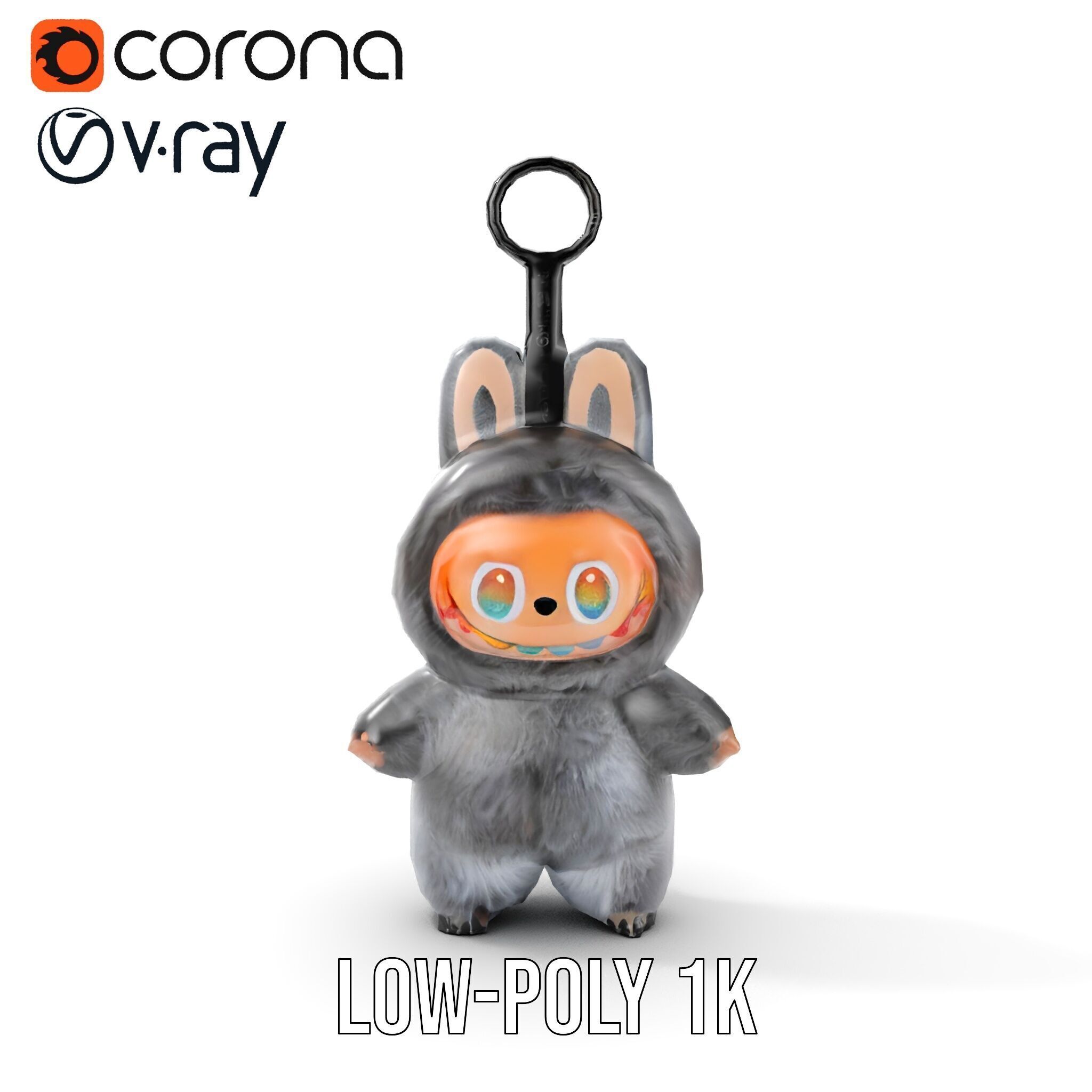 Labubu Monster Keychain Low-poly 3D model Low-poly 3D model_12