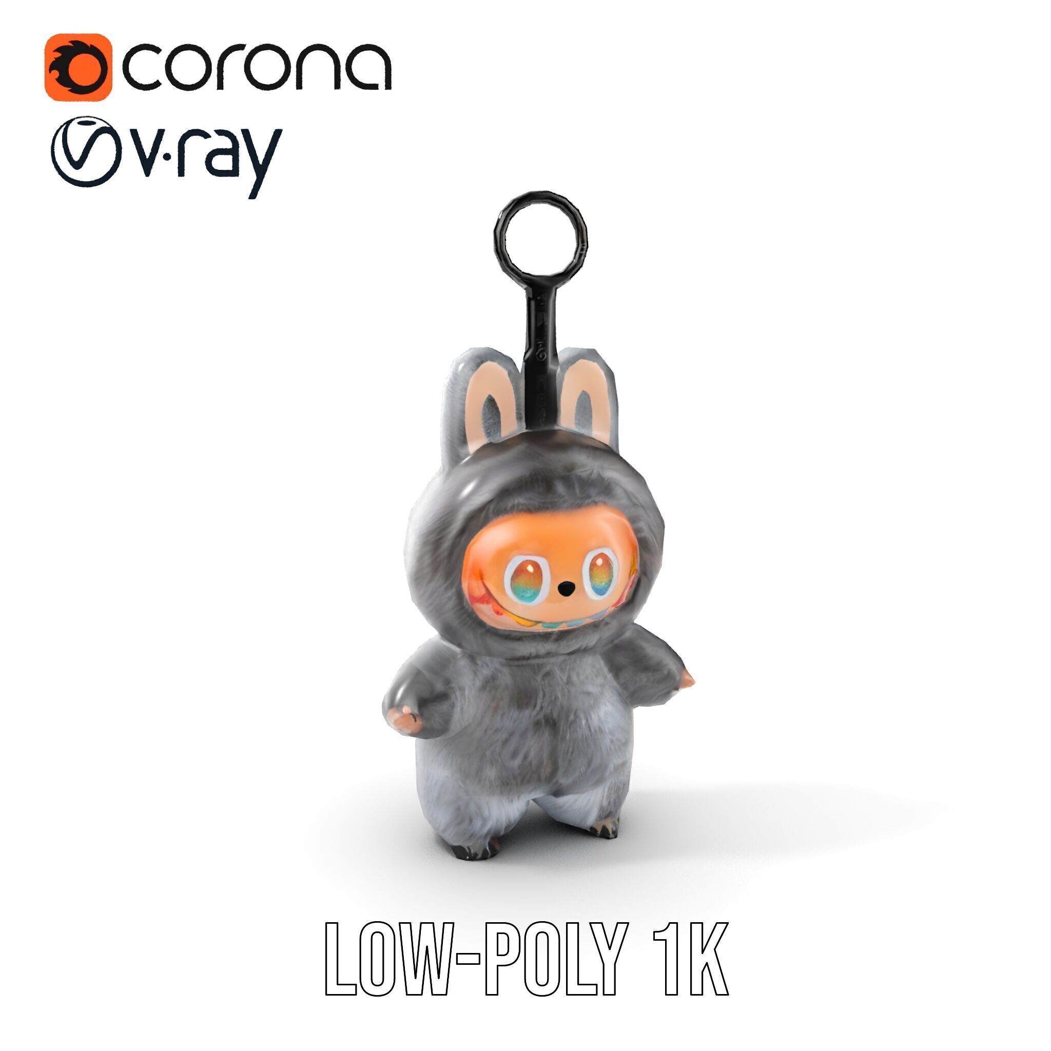 Labubu Monster Keychain Low-poly 3D model Low-poly 3D model_17