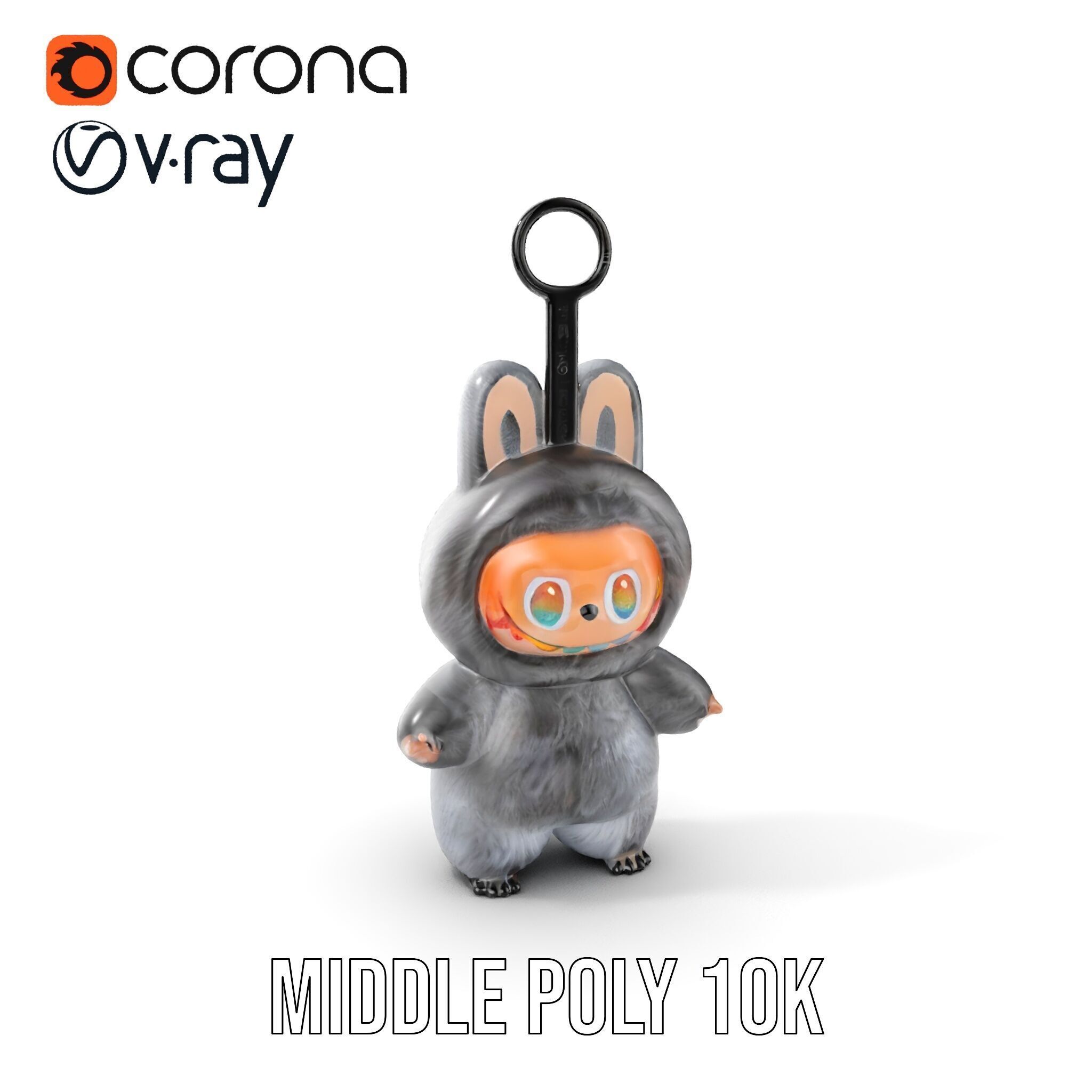 Labubu Monster Keychain Low-poly 3D model Low-poly 3D model_13