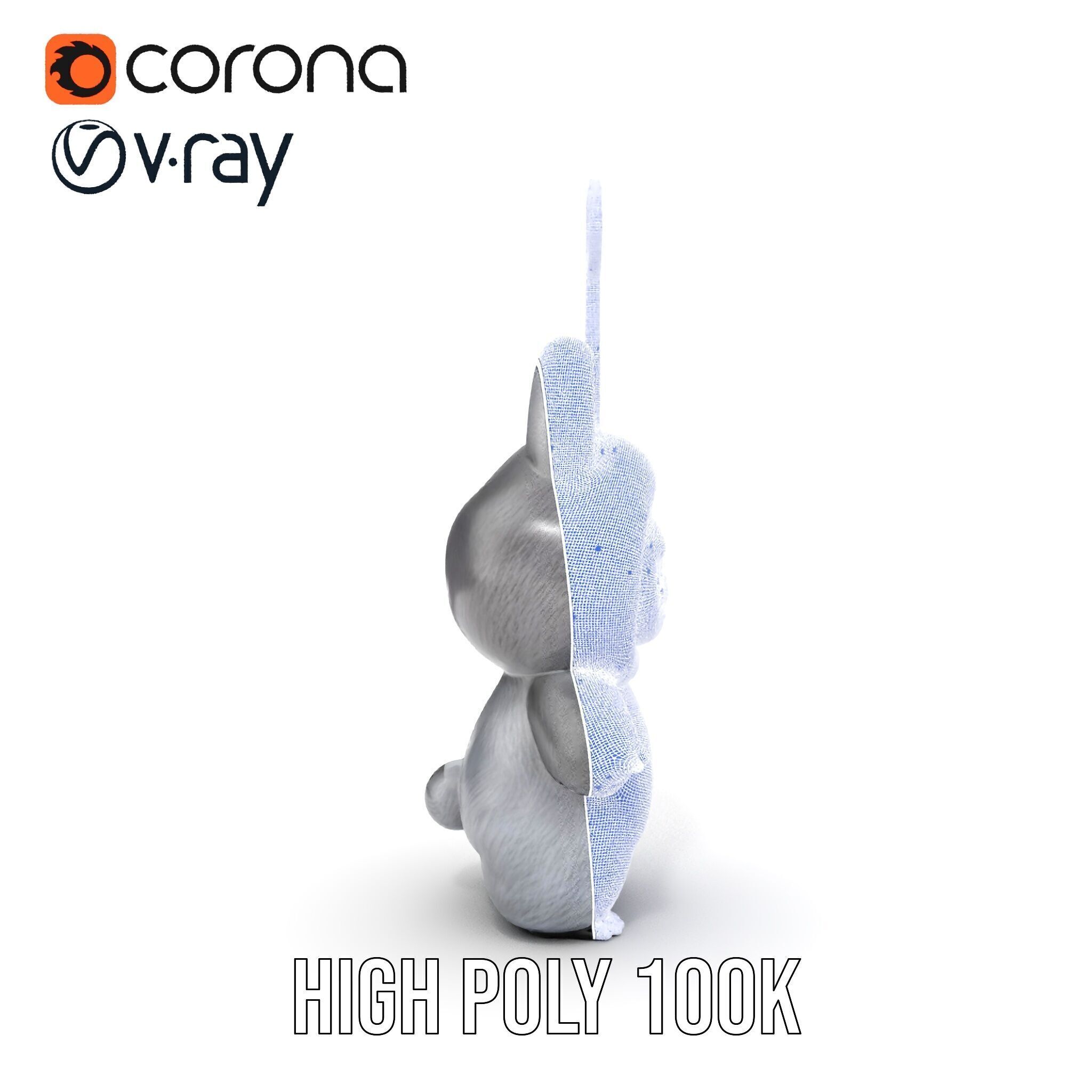 Labubu Monster Keychain Low-poly 3D model Low-poly 3D model_35