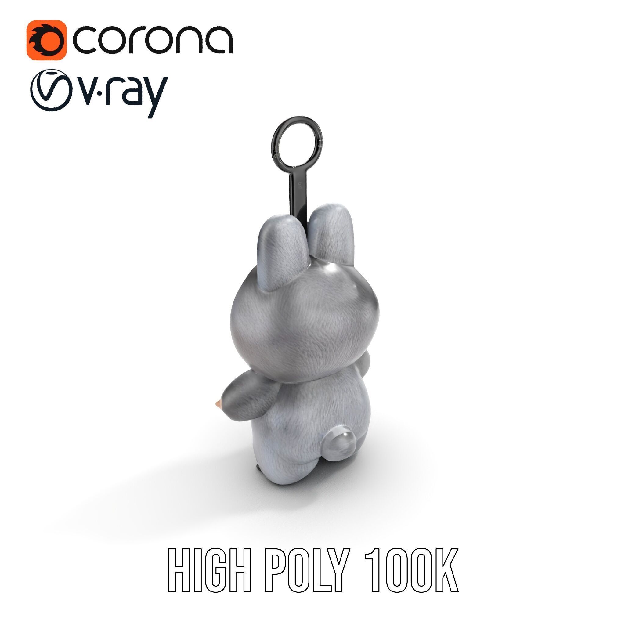 Labubu Monster Keychain Low-poly 3D model Low-poly 3D model_8