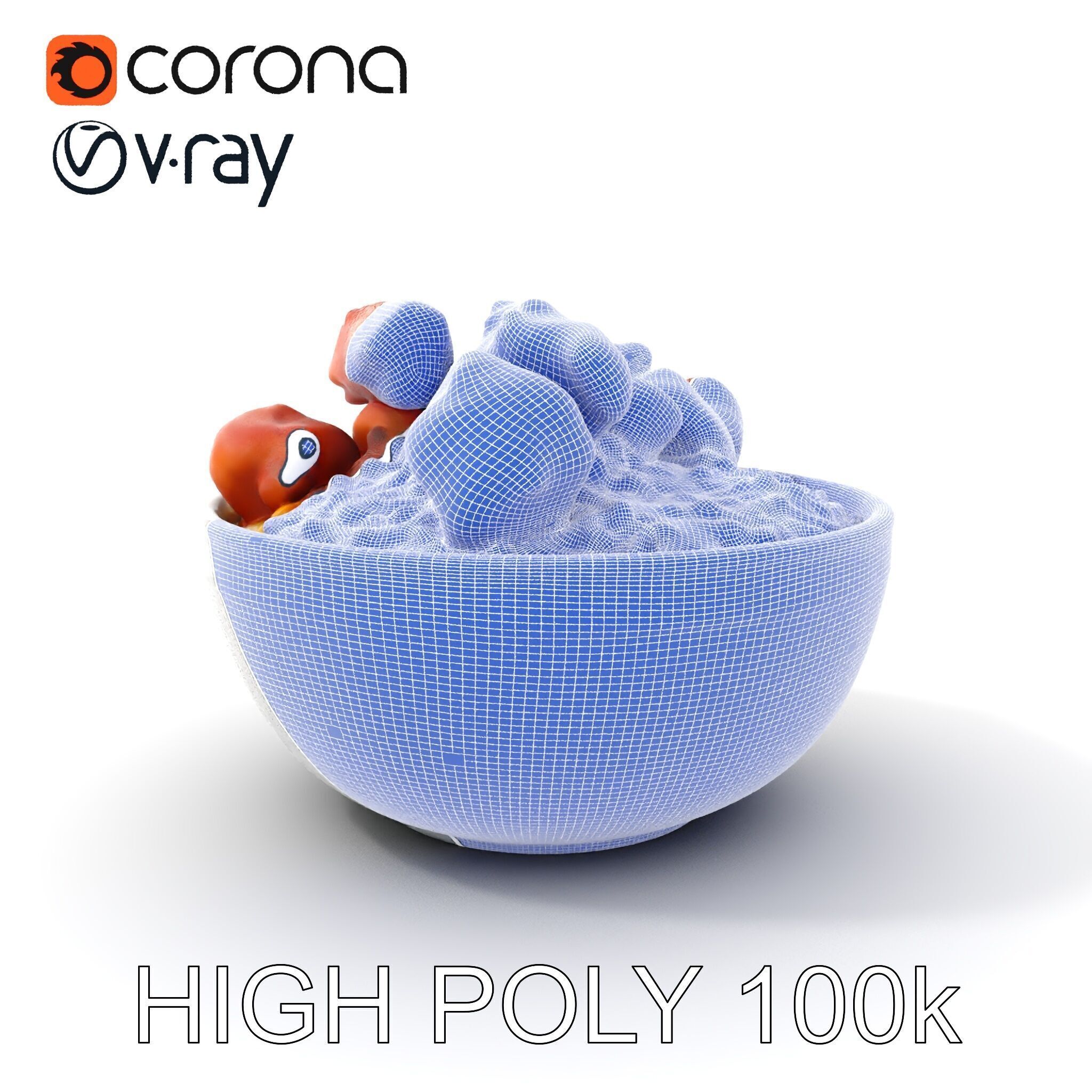 Chicken Curry Rice Bowl model pack Low-poly 3D model_5