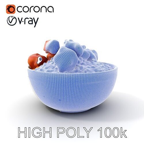 Chicken Curry Rice Bowl model pack Low-poly 3D model 4