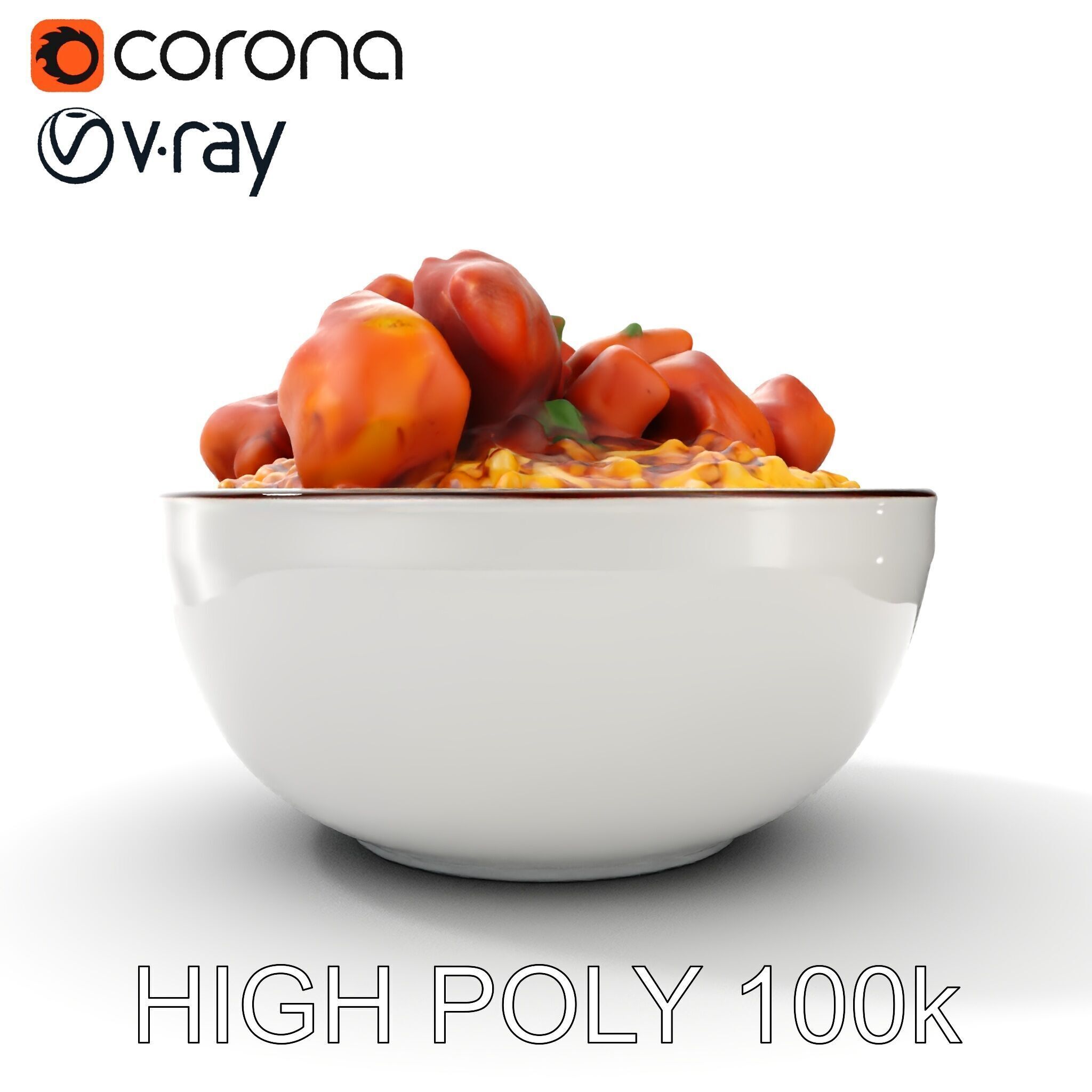 Chicken Curry Rice Bowl model pack Low-poly 3D model_27