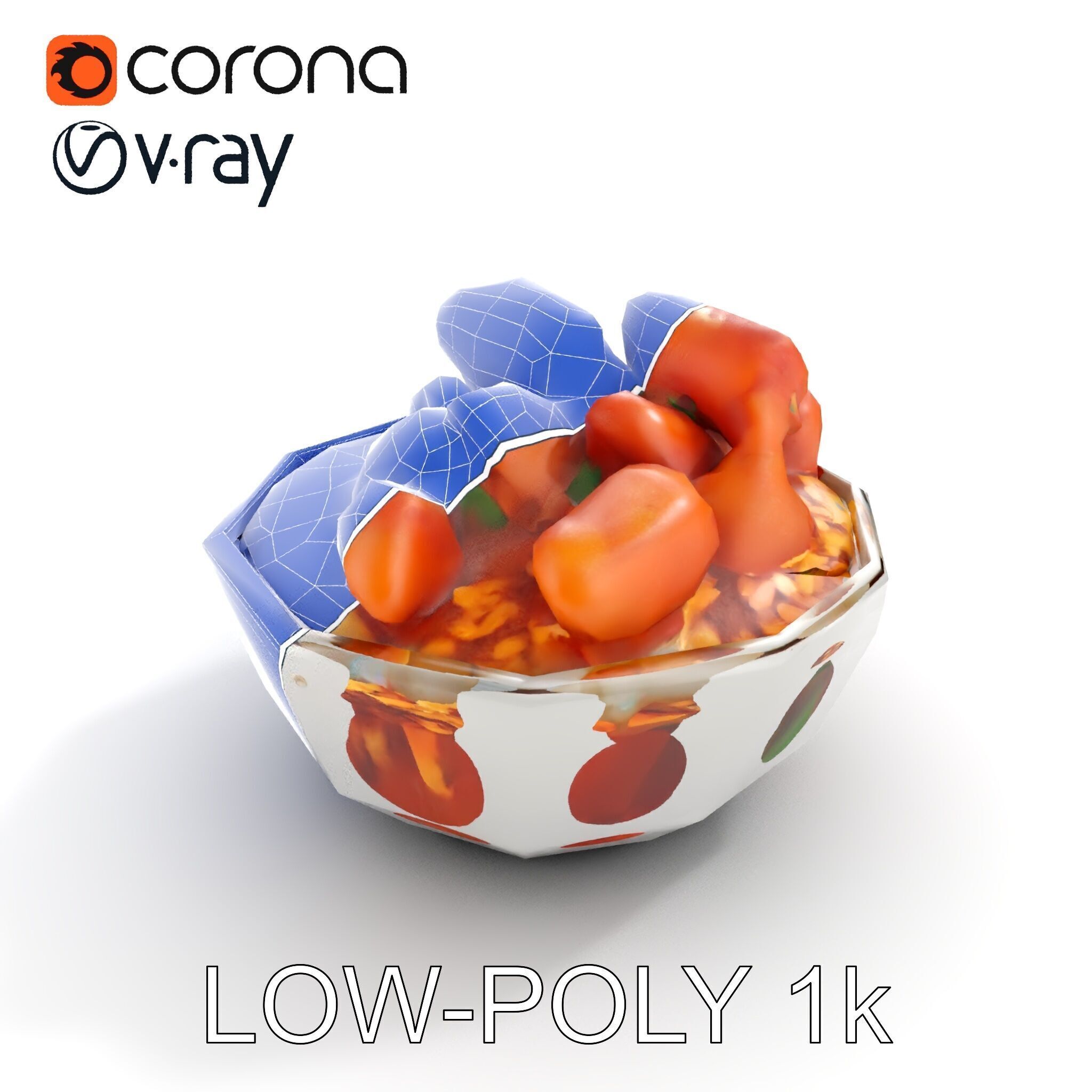 Chicken Curry Rice Bowl model pack Low-poly 3D model_10
