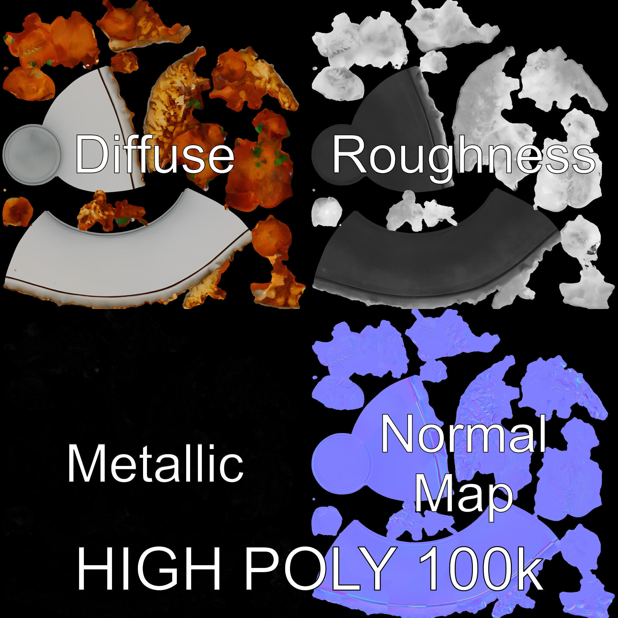 Chicken Curry Rice Bowl model pack Low-poly 3D model_4