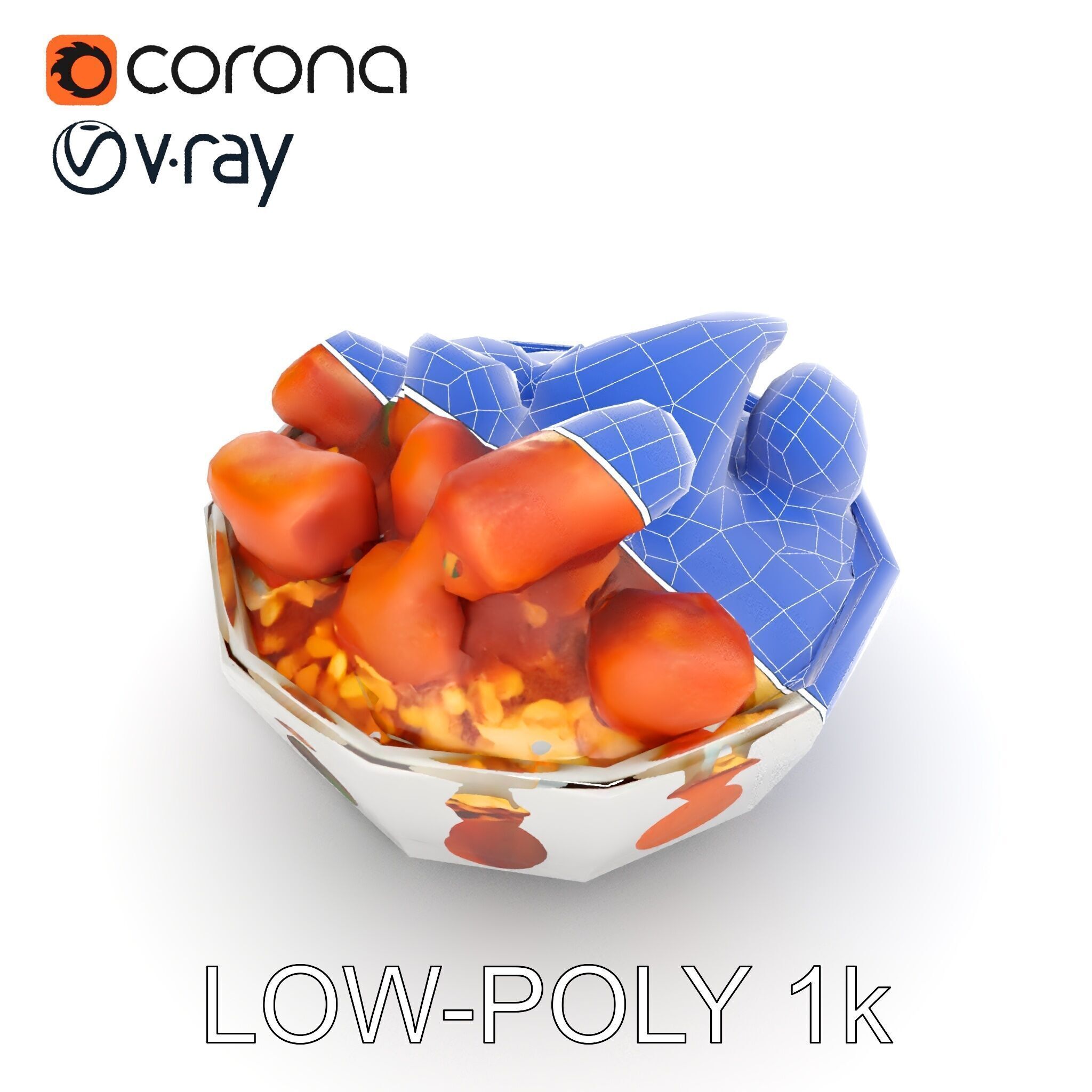 Chicken Curry Rice Bowl model pack Low-poly 3D model_21