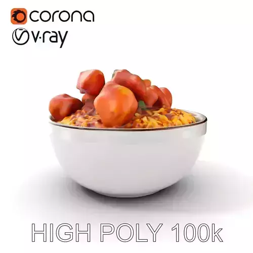 Chicken Curry Rice Bowl model pack Low-poly 3D model