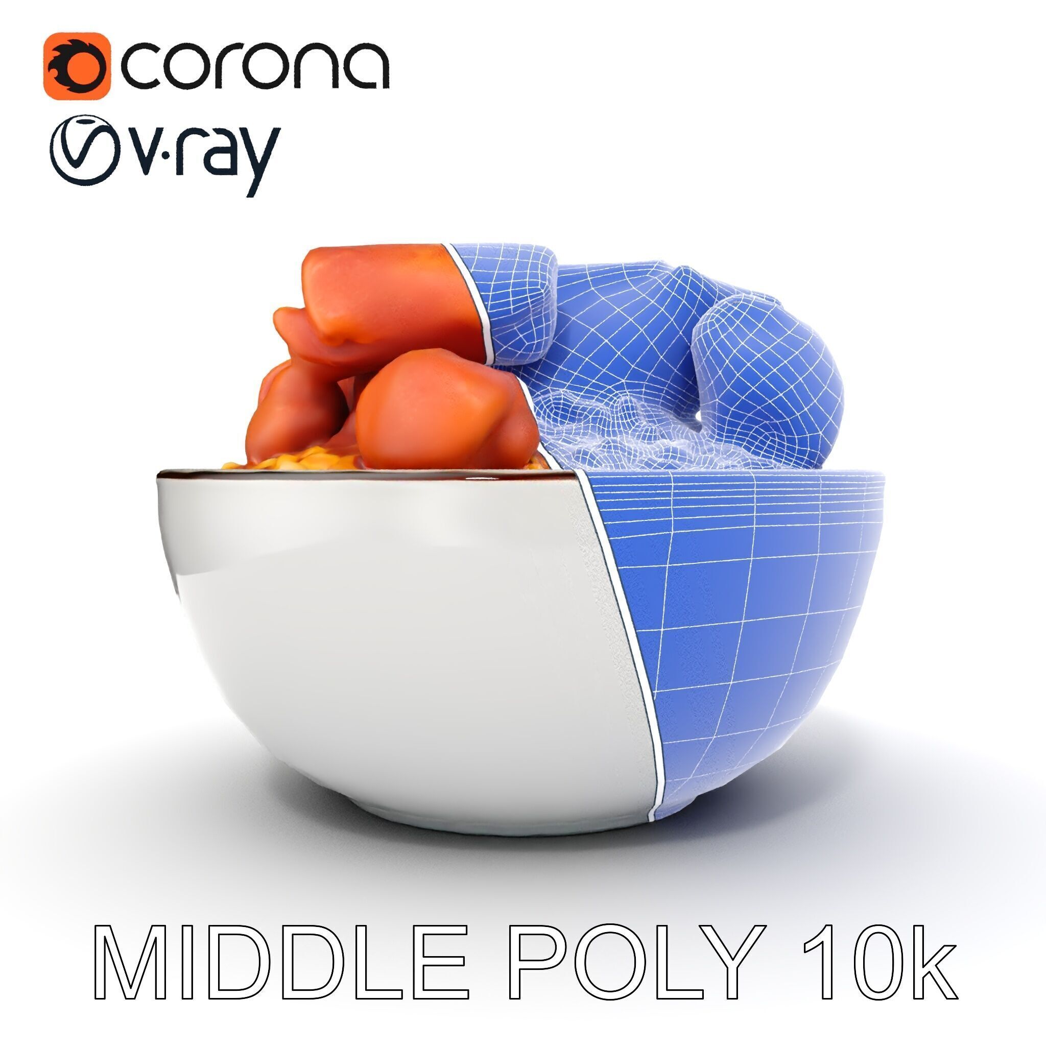 Chicken Curry Rice Bowl model pack Low-poly 3D model_23