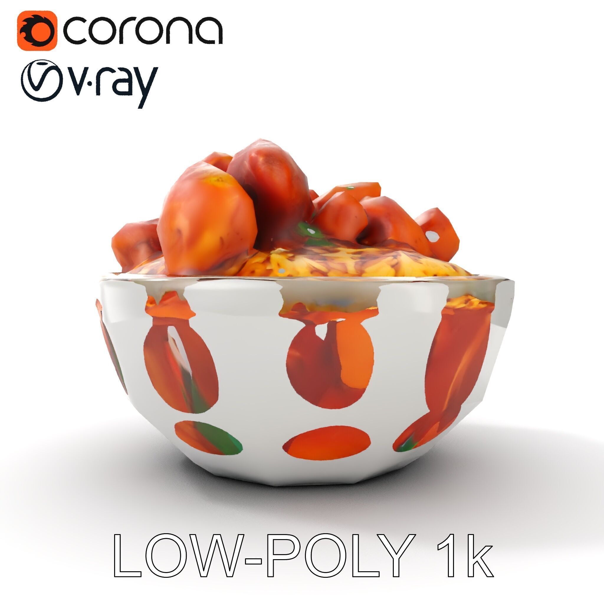 Chicken Curry Rice Bowl model pack Low-poly 3D model_26