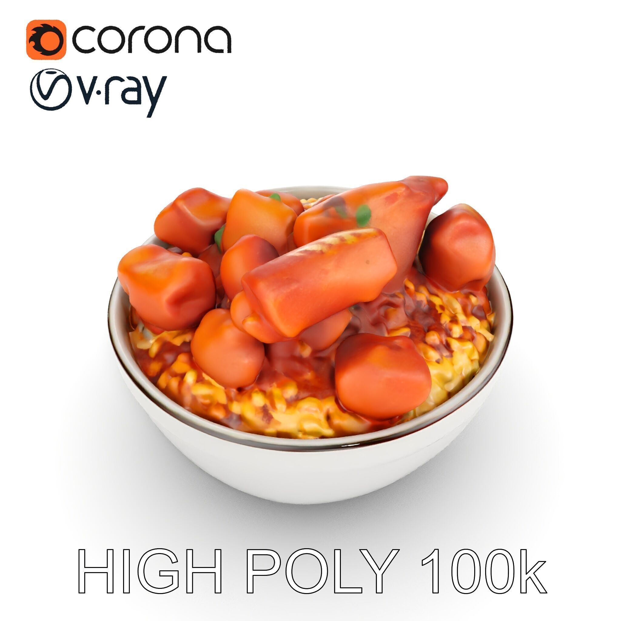 Chicken Curry Rice Bowl model pack Low-poly 3D model_11