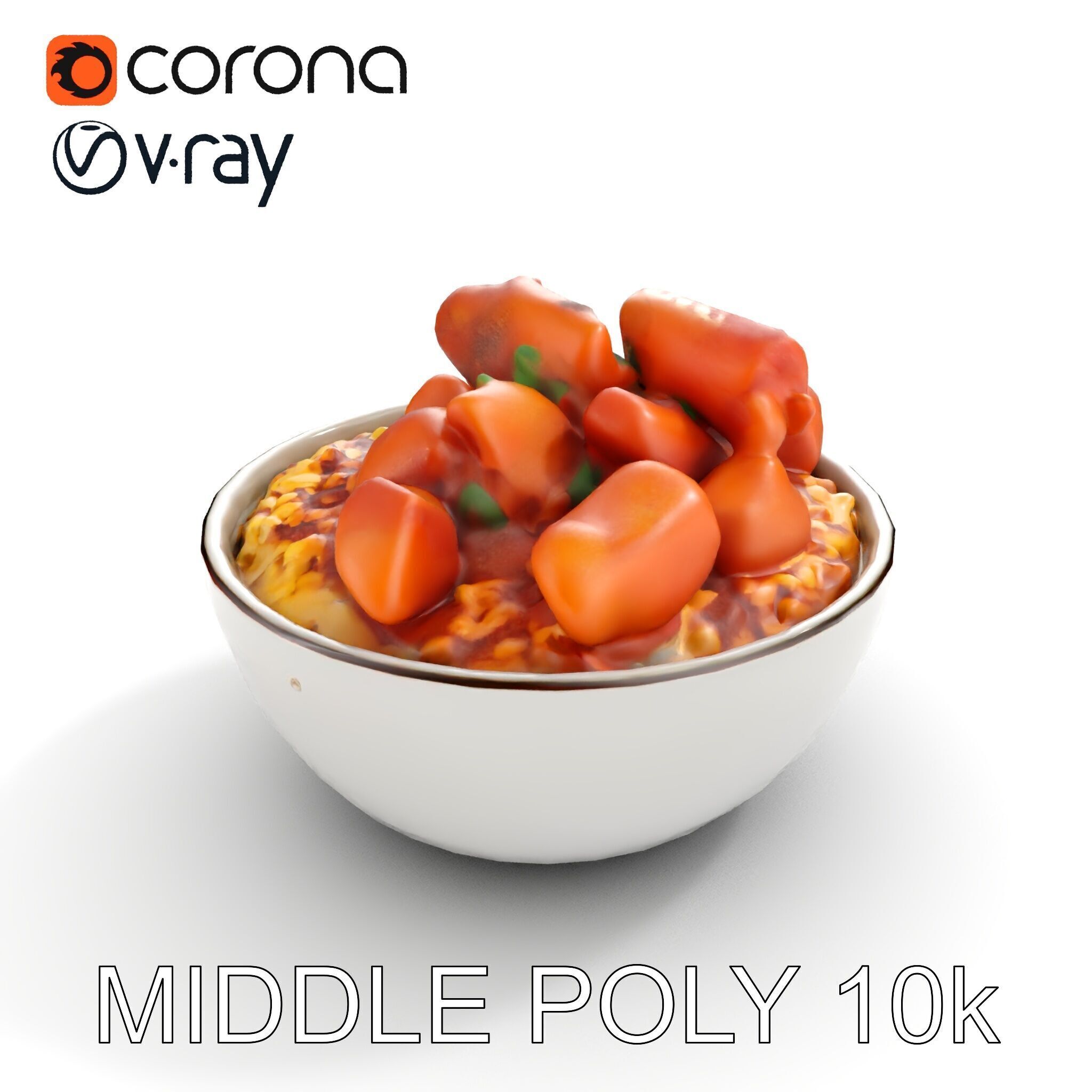 Chicken Curry Rice Bowl model pack Low-poly 3D model_9