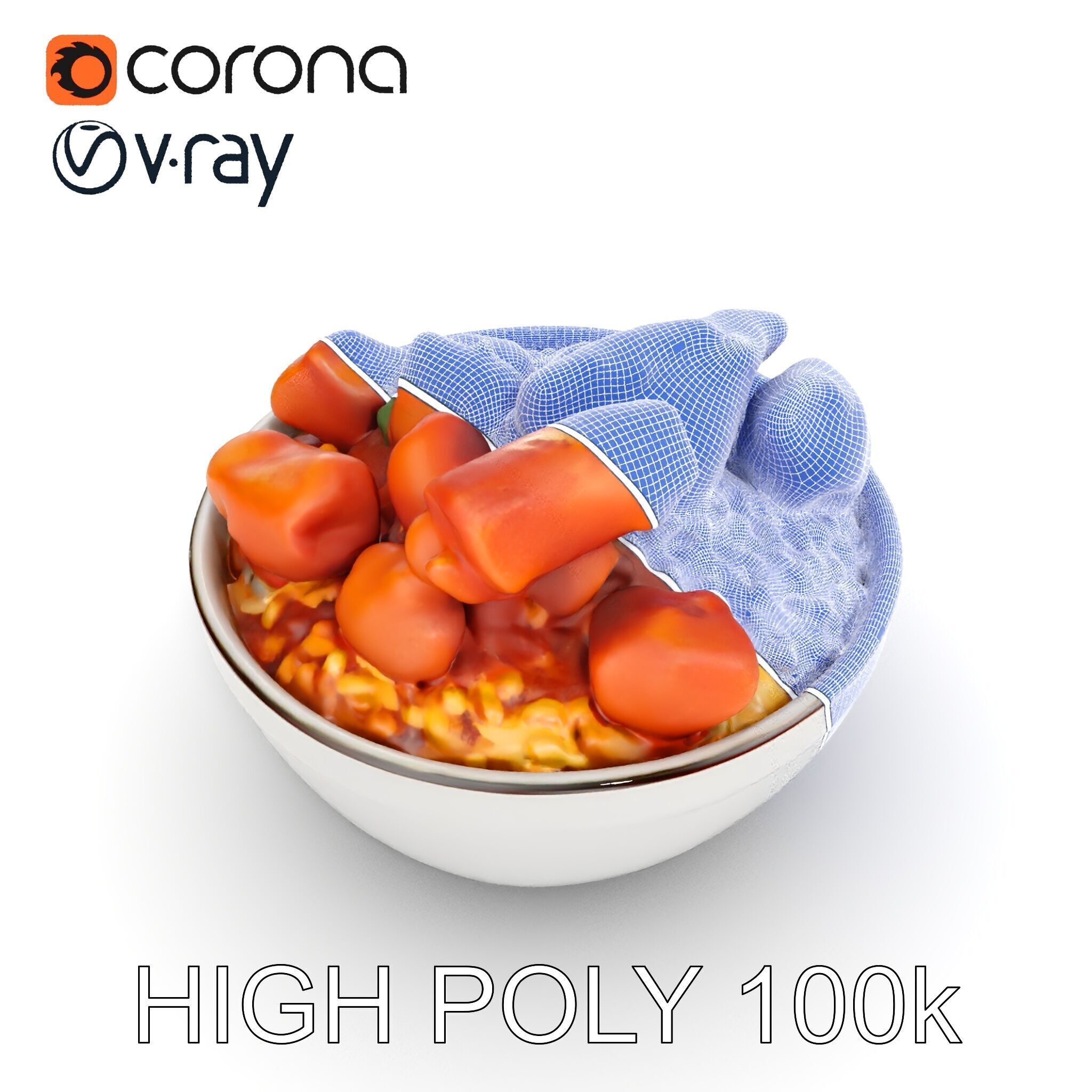Chicken Curry Rice Bowl model pack Low-poly 3D model_30