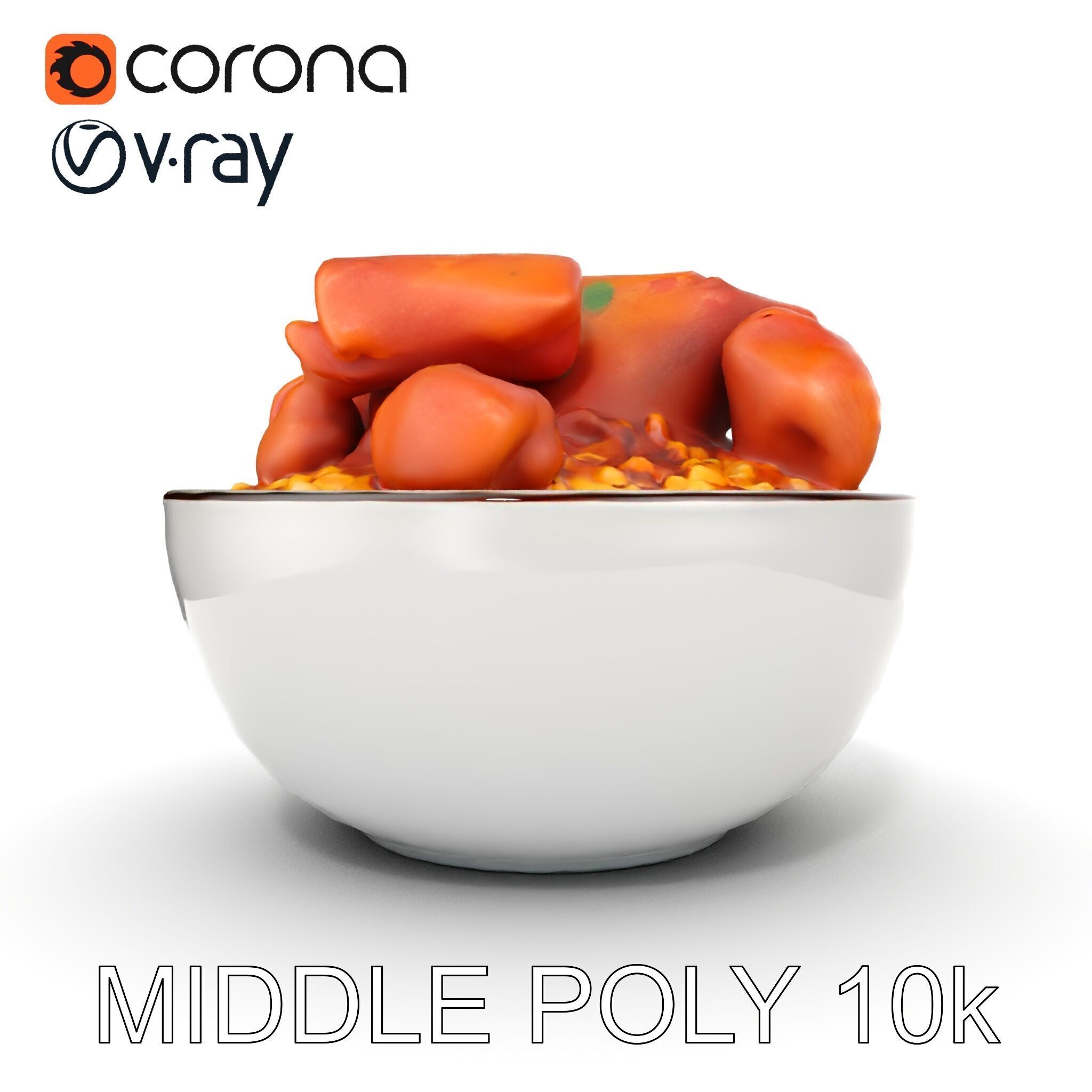 Chicken Curry Rice Bowl model pack Low-poly 3D model_17