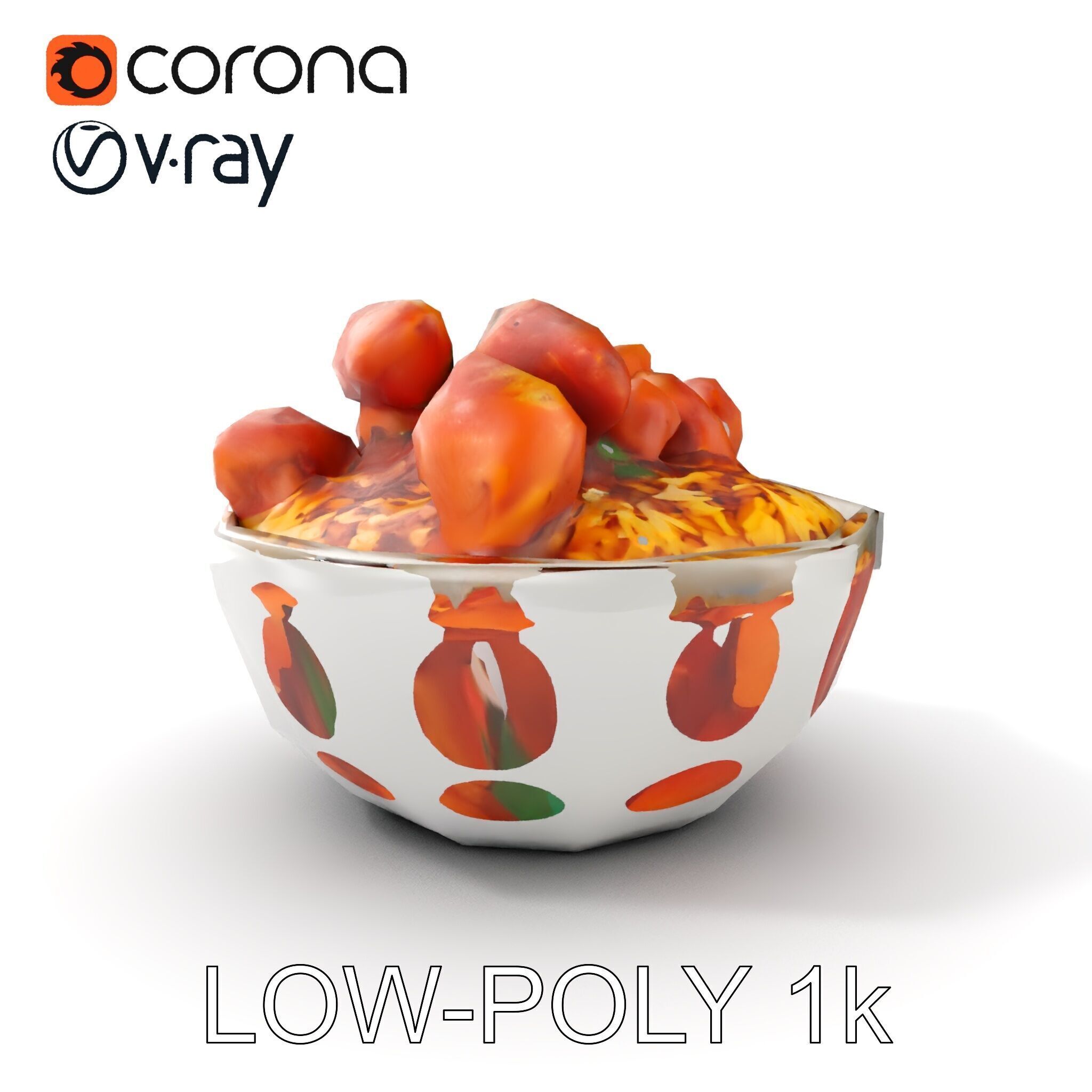 Chicken Curry Rice Bowl model pack Low-poly 3D model_13