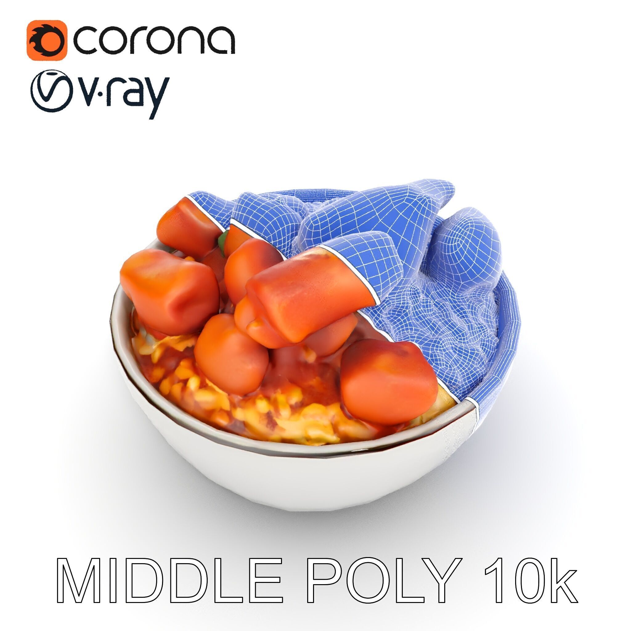 Chicken Curry Rice Bowl model pack Low-poly 3D model_31