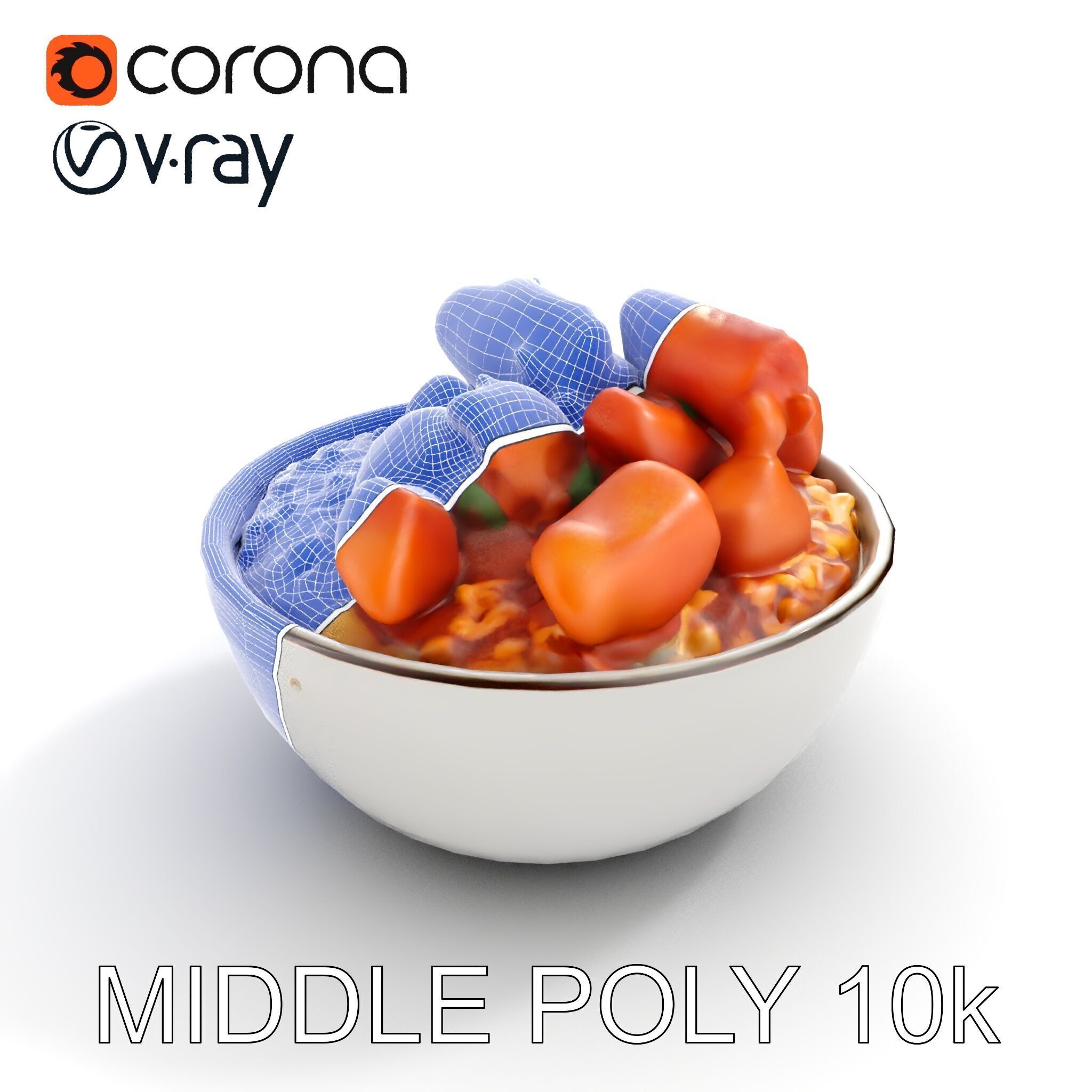 Chicken Curry Rice Bowl model pack Low-poly 3D model_25
