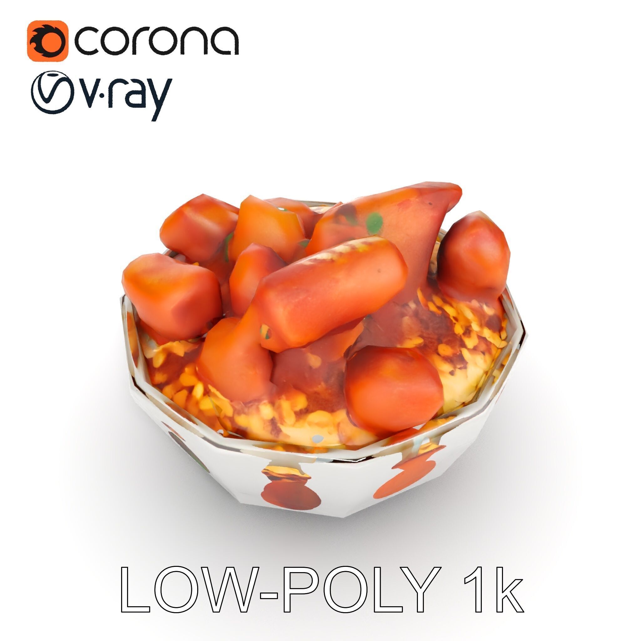 Chicken Curry Rice Bowl model pack Low-poly 3D model_24