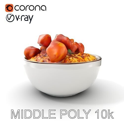 Chicken Curry Rice Bowl model pack Low-poly 3D model 6