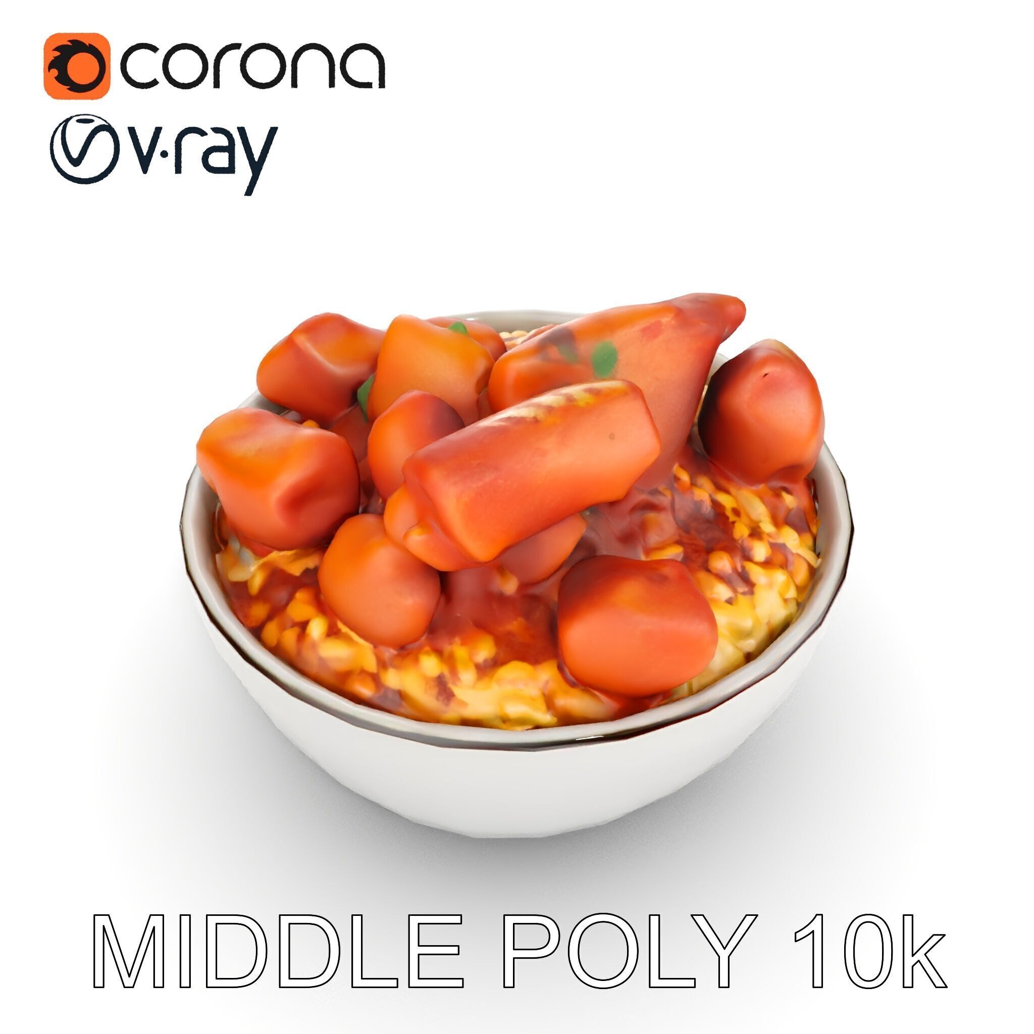 Chicken Curry Rice Bowl model pack Low-poly 3D model_12