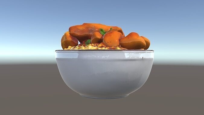 Chicken Curry Rice Bowl model pack Low-poly 3D model 5