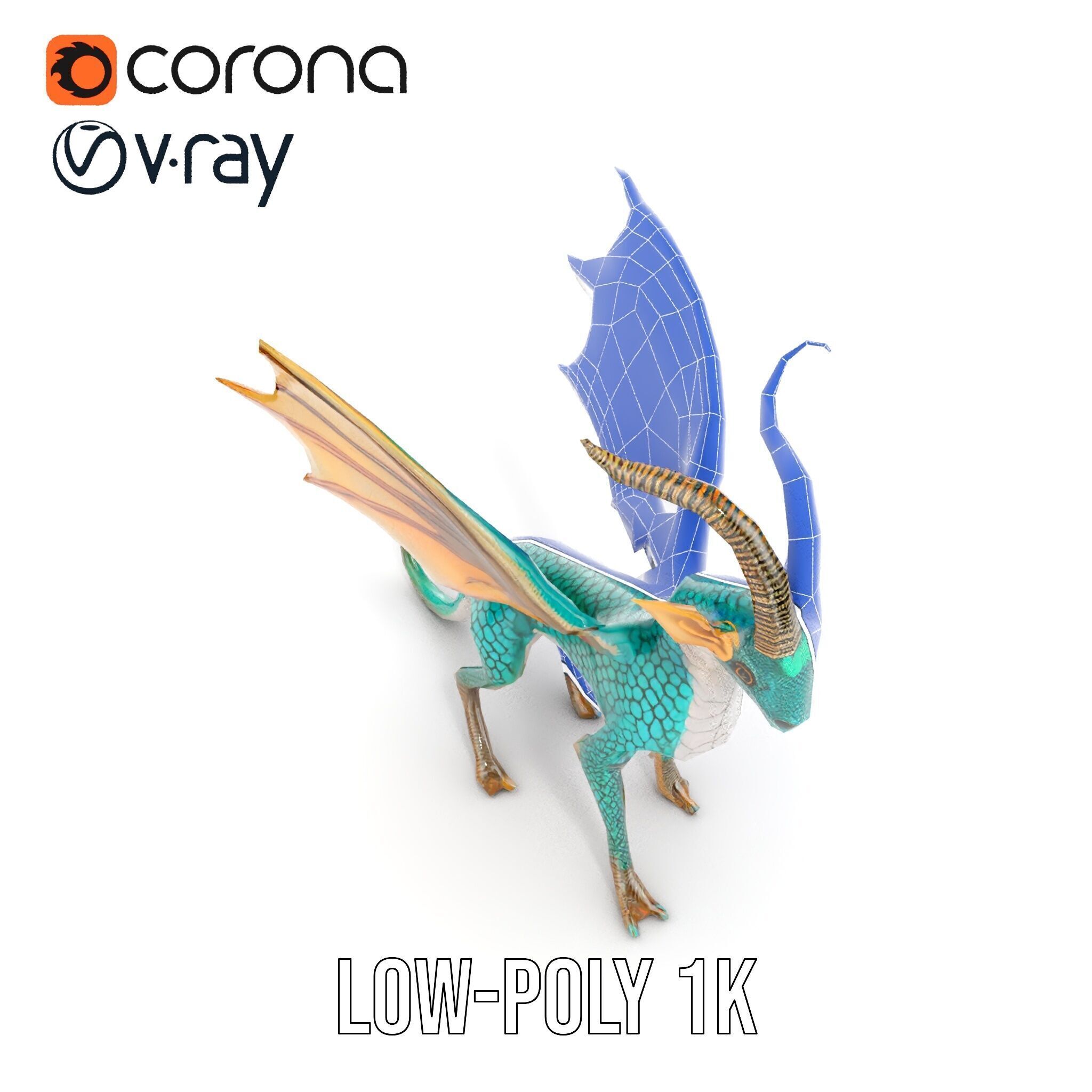 Fantasy Dragon Model Pack with Detailed Features Low-poly 3D model_26
