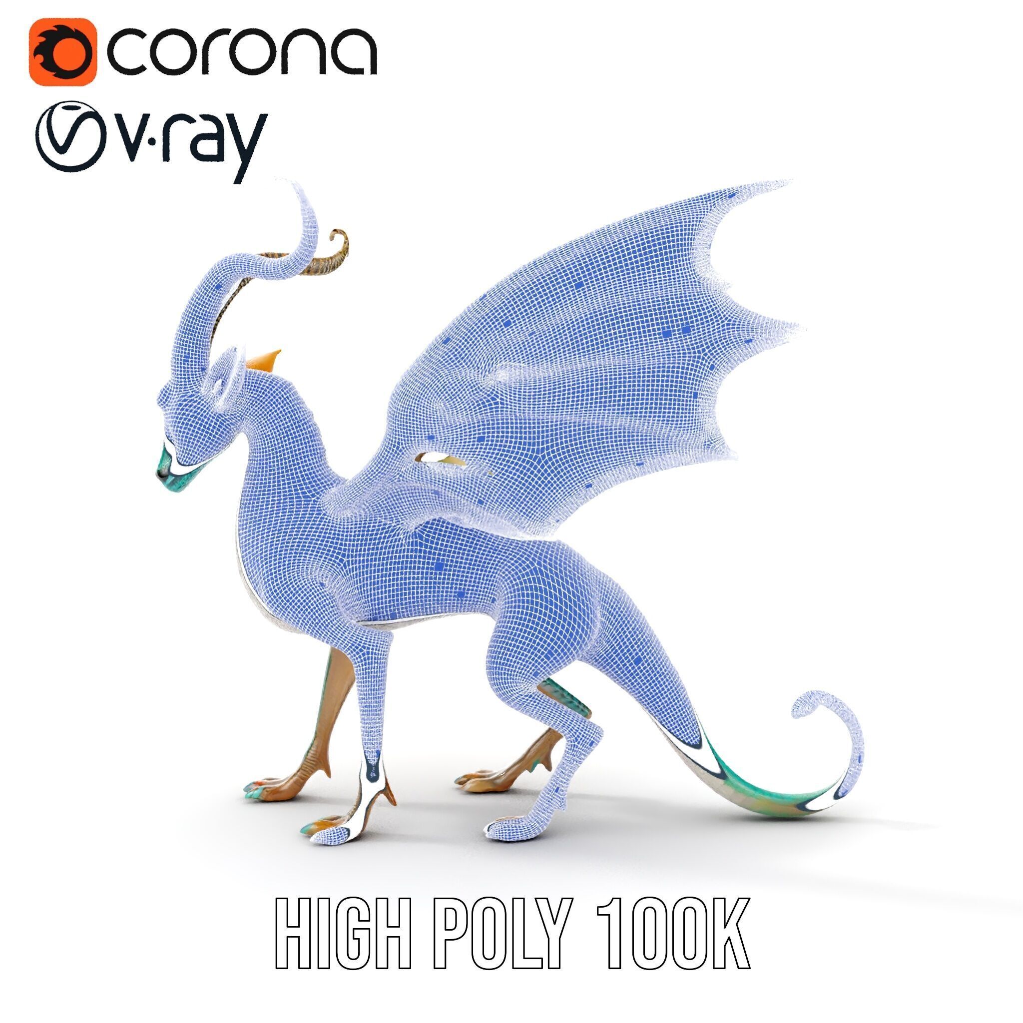 Fantasy Dragon Model Pack with Detailed Features Low-poly 3D model_36