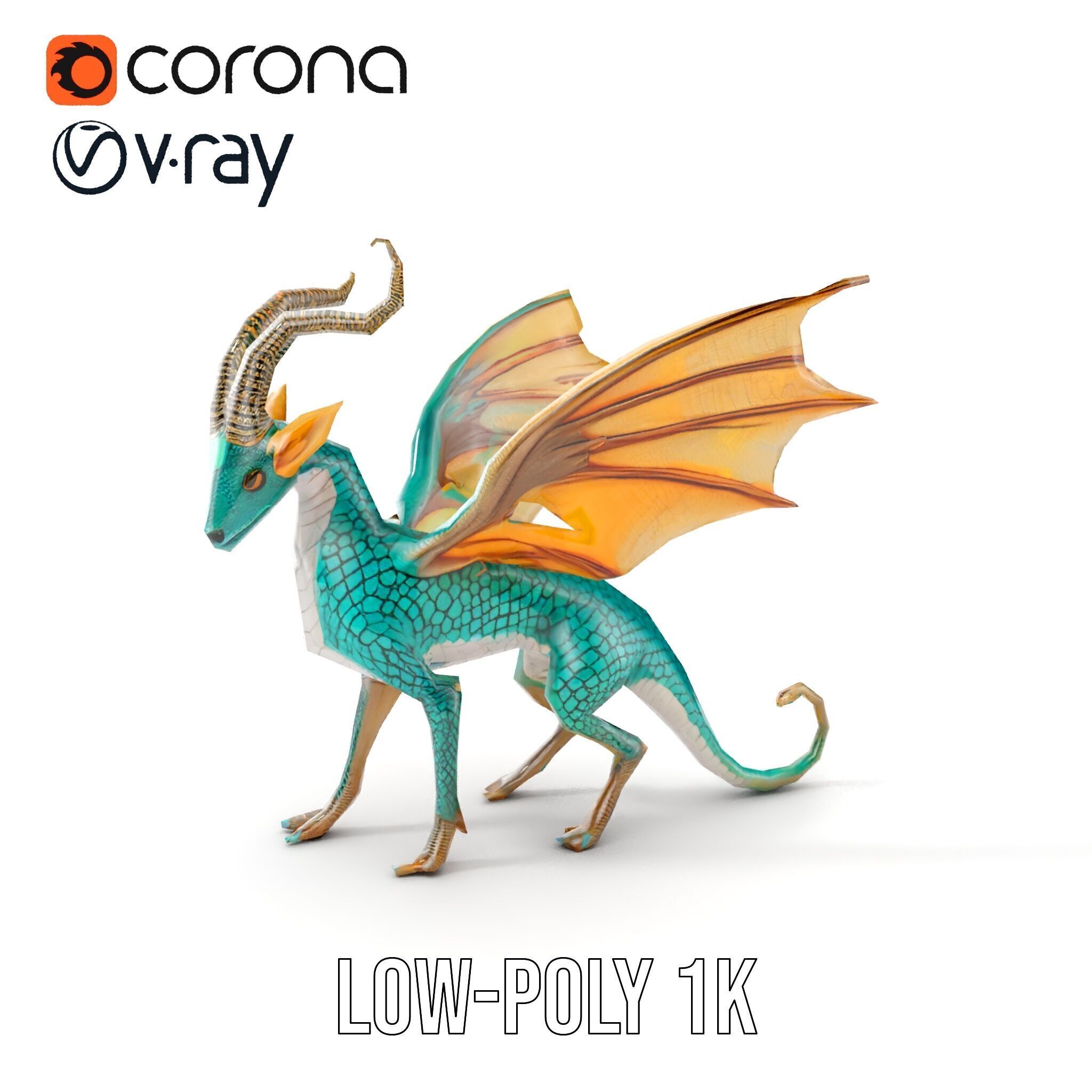 Fantasy Dragon Model Pack with Detailed Features Low-poly 3D model_13