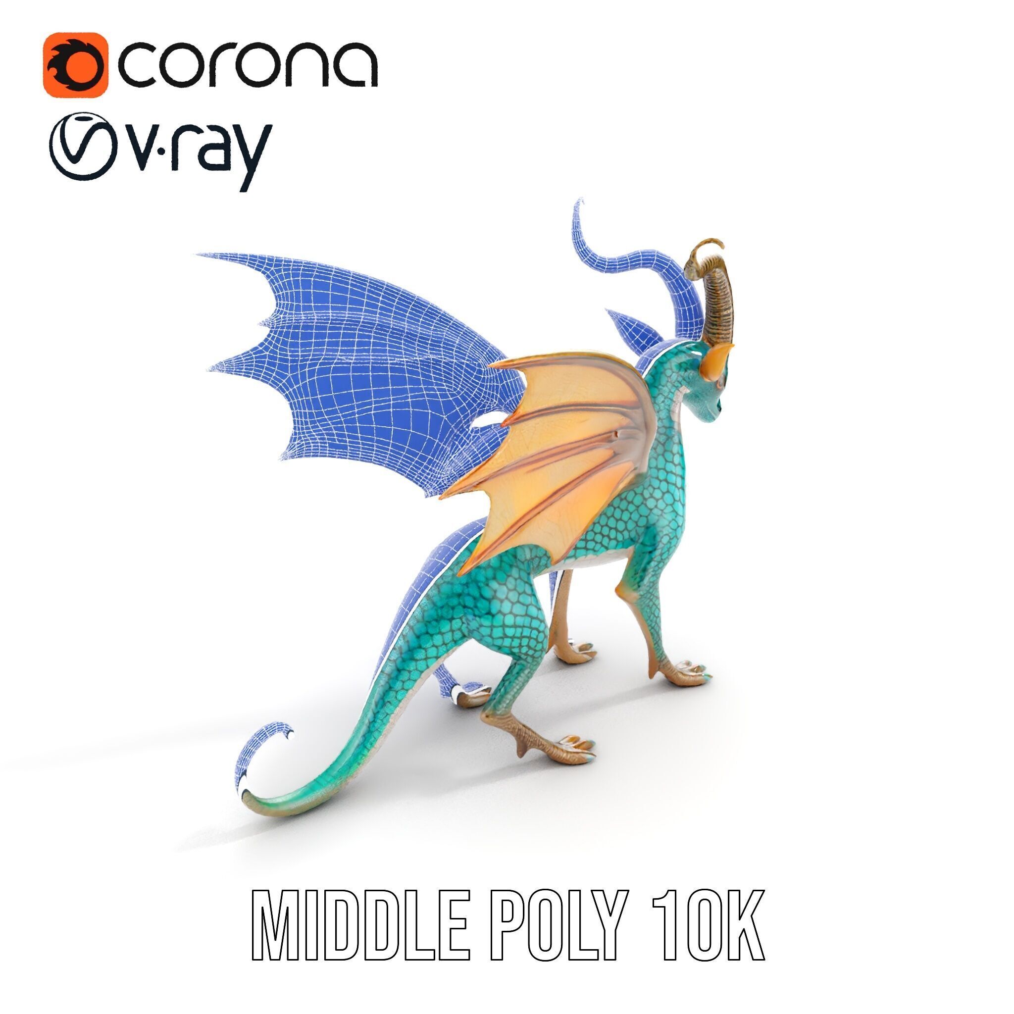 Fantasy Dragon Model Pack with Detailed Features Low-poly 3D model_31