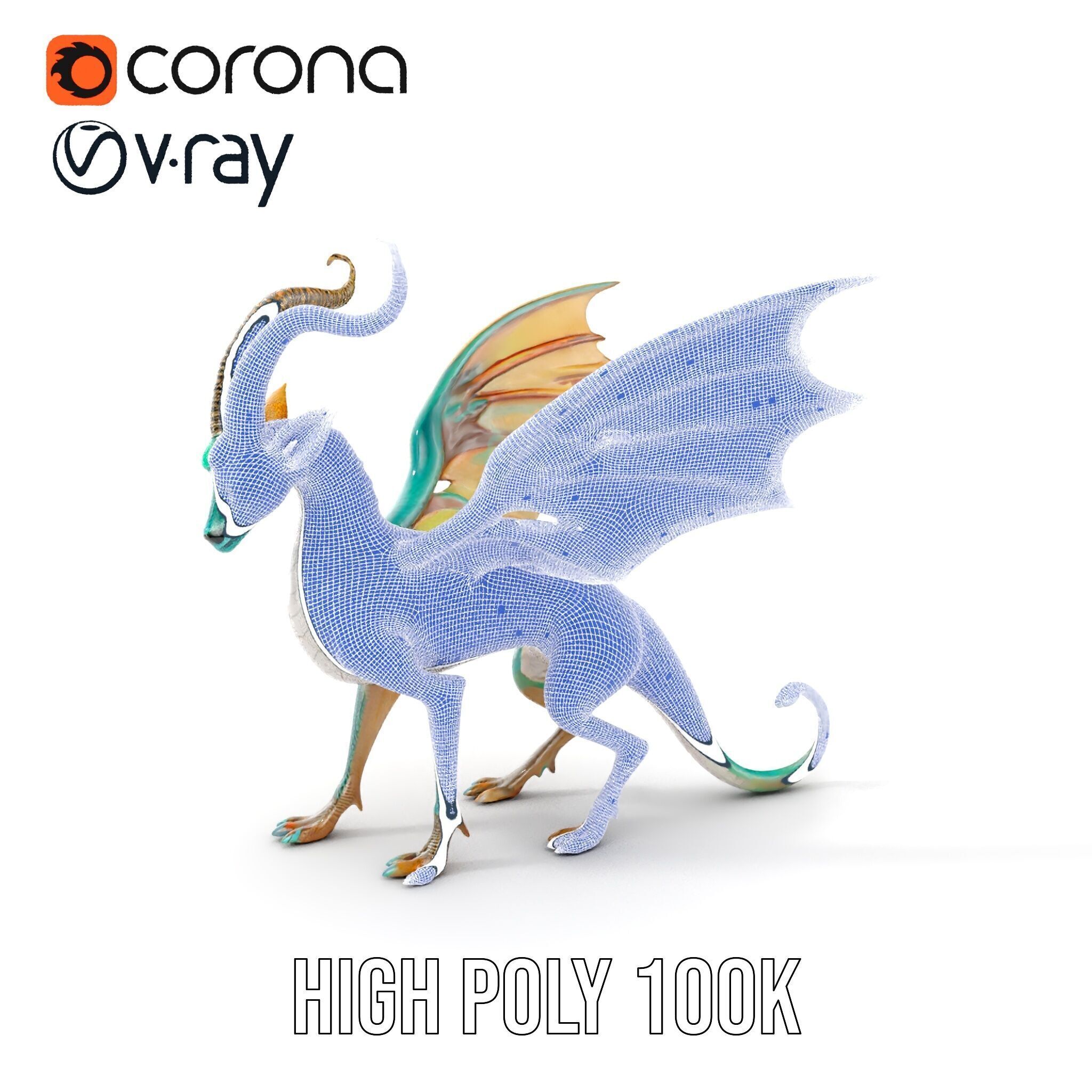 Fantasy Dragon Model Pack with Detailed Features Low-poly 3D model_5