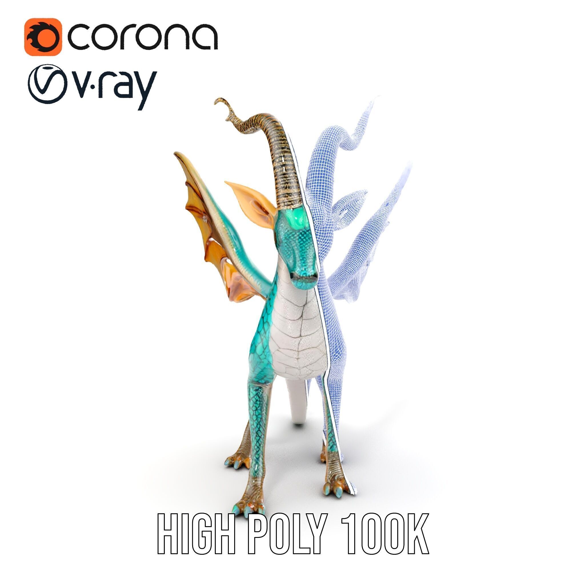 Fantasy Dragon Model Pack with Detailed Features Low-poly 3D model_30