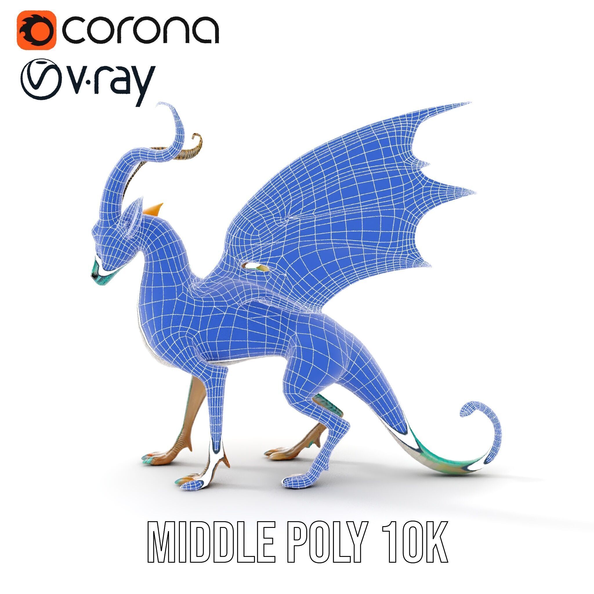 Fantasy Dragon Model Pack with Detailed Features Low-poly 3D model_14