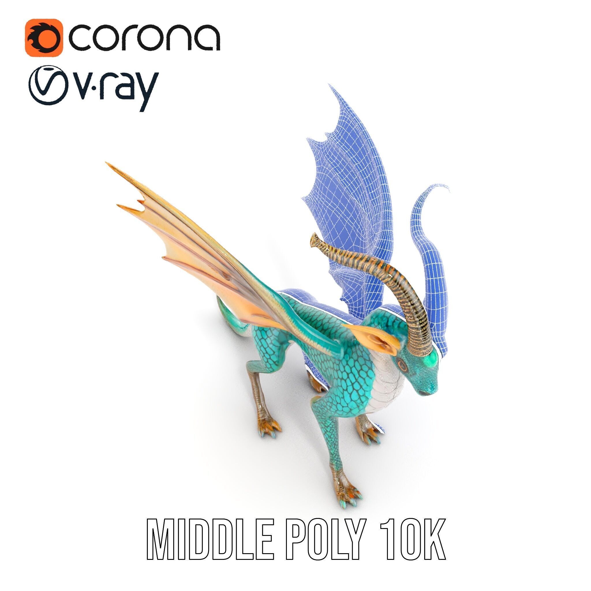 Fantasy Dragon Model Pack with Detailed Features Low-poly 3D model_25