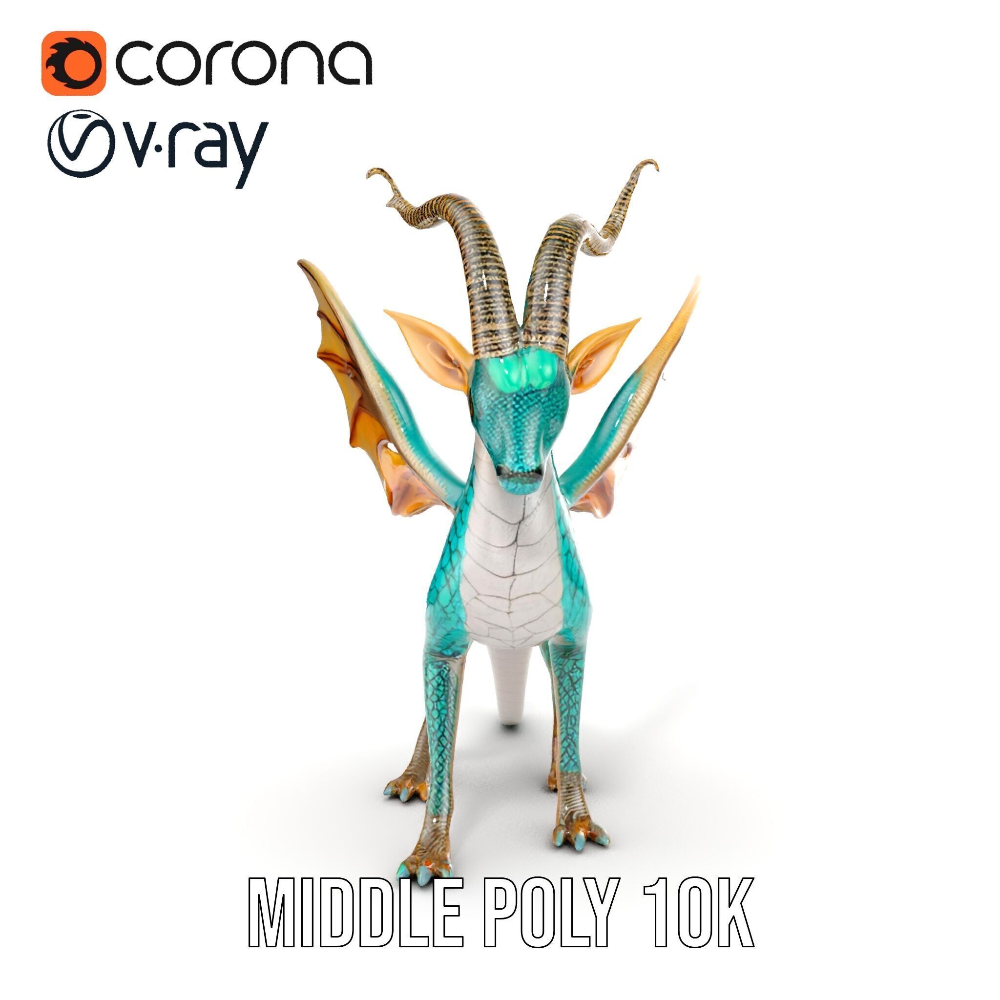 Fantasy Dragon Model Pack with Detailed Features Low-poly 3D model_9